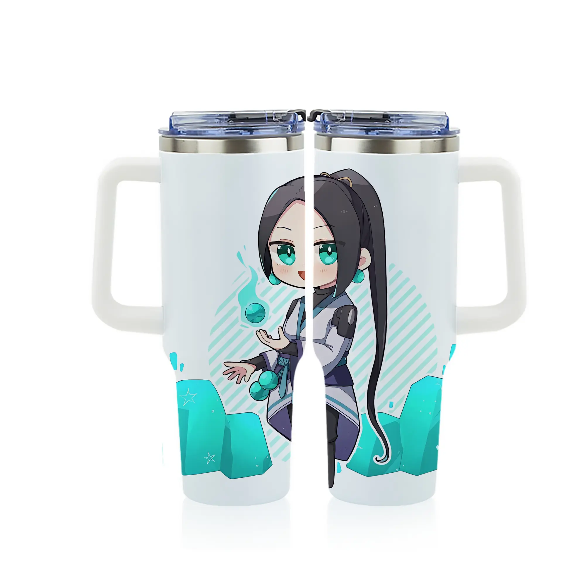 VALORANT グッズ,セージ - 1200mL フルプリント車用タンブラー ・ 304ステンレス 内側 ・ 201ステンレス 外側 ・ 保温 保冷 ・ 通勤 ドライブ アウトドア用