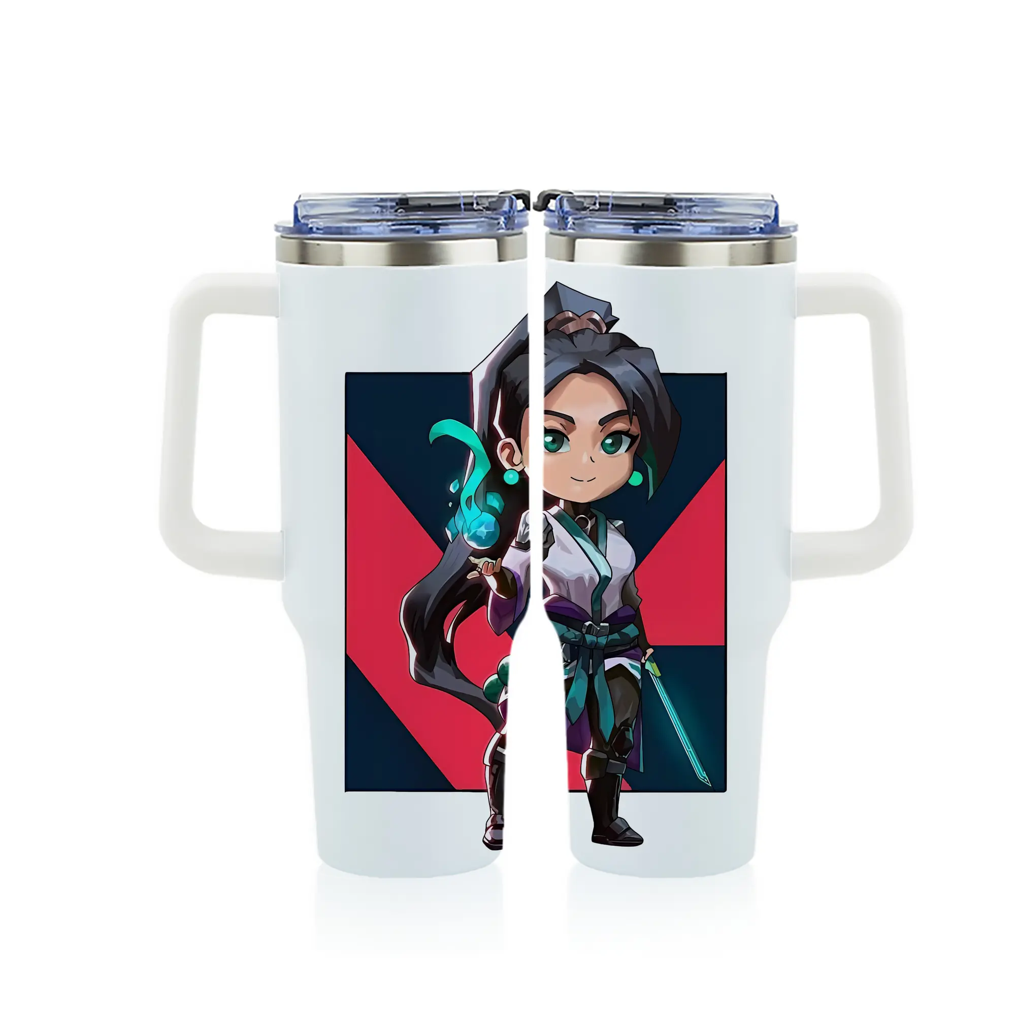 VALORANT グッズ,セージ - 1200mL フルプリント車用タンブラー ・ 304ステンレス 内側 ・ 201ステンレス 外側 ・ 保温 保冷 ・ 通勤 ドライブ アウトドア用