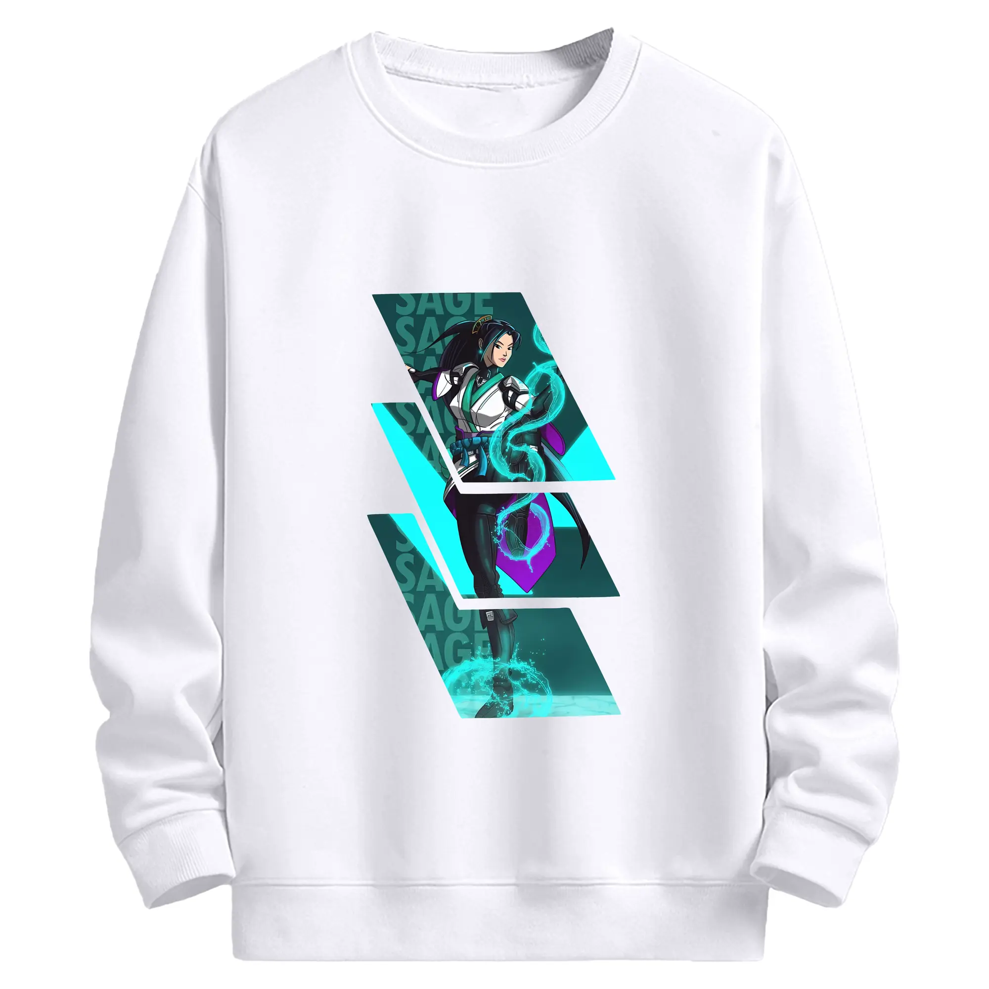 VALORANT グッズ,セージ - 高品質 クルーネック スウェット ・ コットン59％ ポリエステル41％ ・ ユニセックス 長袖 トレーナー ・ カジュアル デイリー スポーツ 散歩用