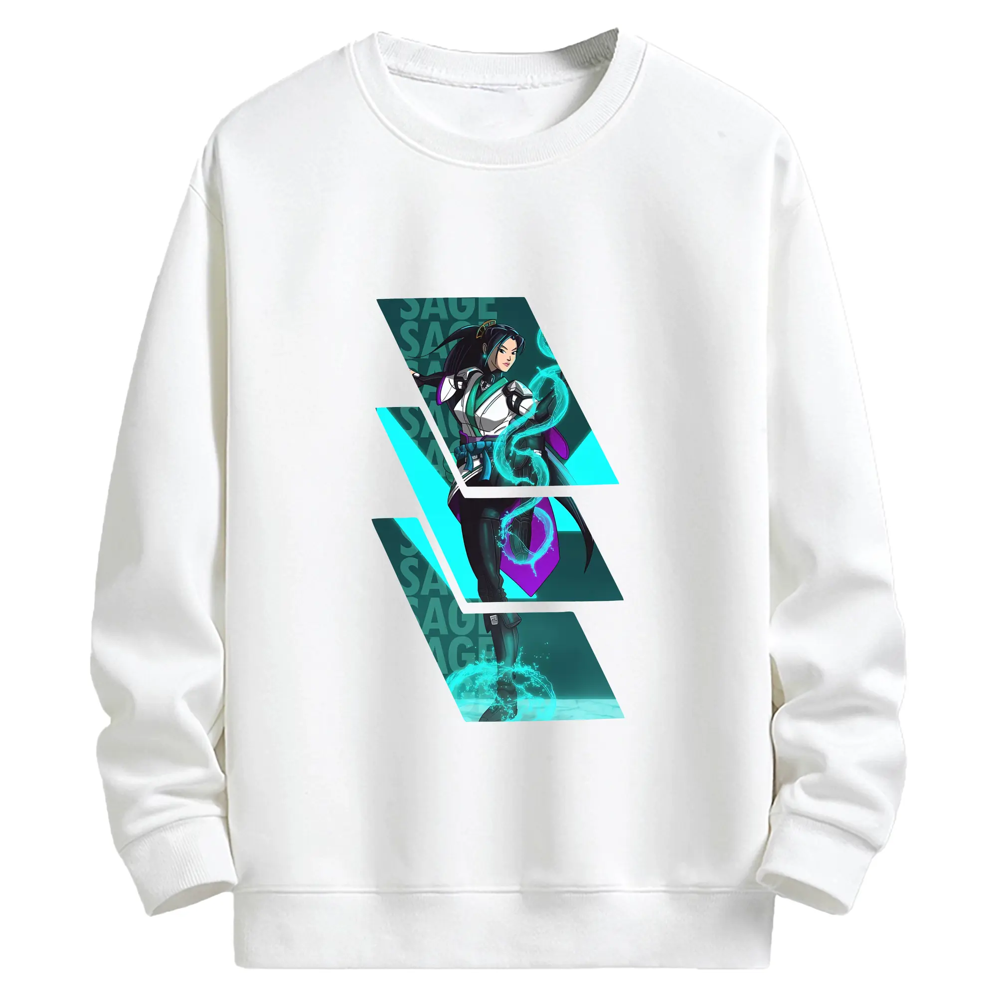 VALORANT グッズ,セージ - キッズ クルーネックスウェットシャツ ・ フロントプリント ・ 綿80％ ポリエステル20％ ・ 快適 通学 スポーツ 日常使い お散歩用