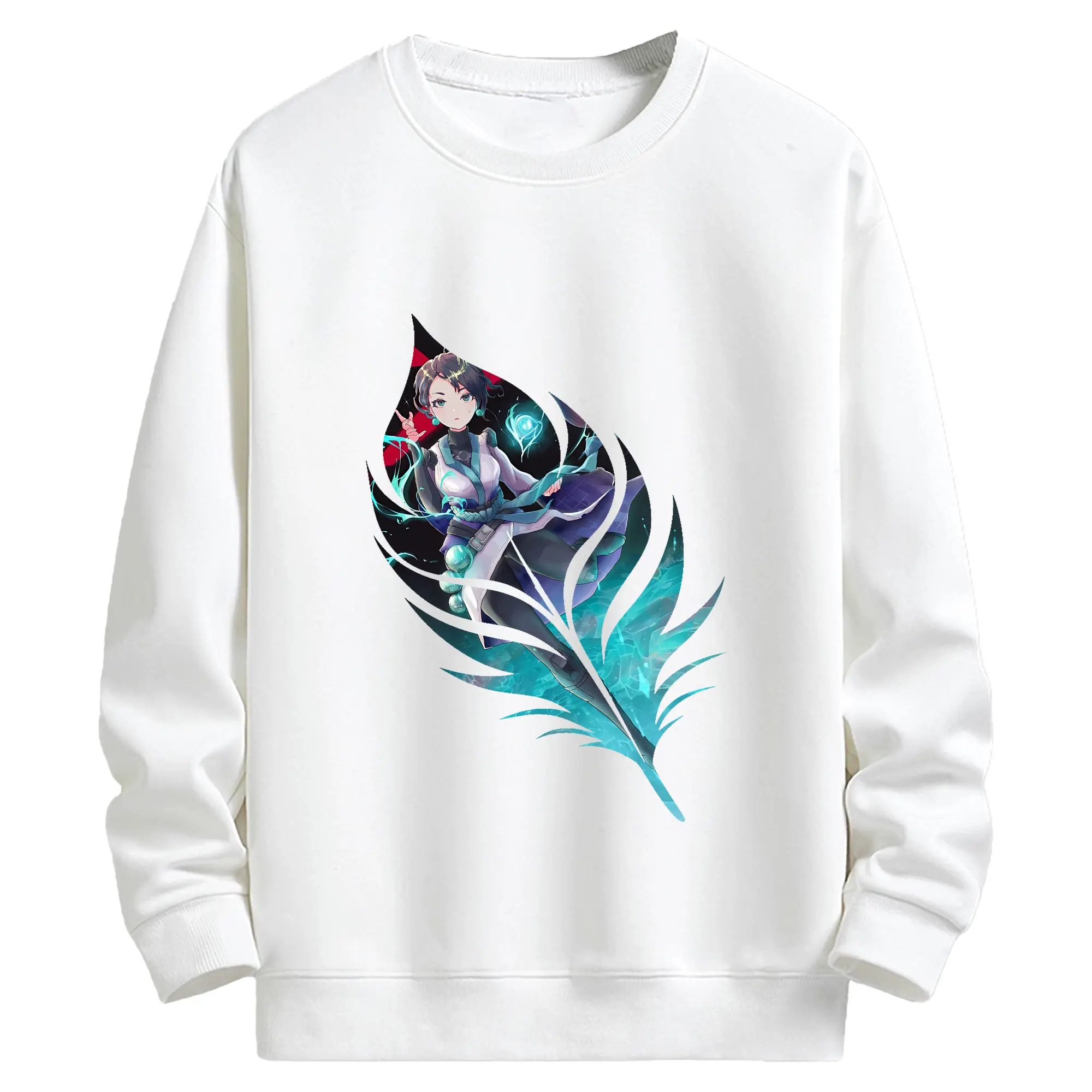 VALORANT グッズ,セージ - キッズ クルーネックスウェットシャツ ・ フロントプリント ・ 綿80％ ポリエステル20％ ・ 快適 通学 スポーツ 日常使い お散歩用