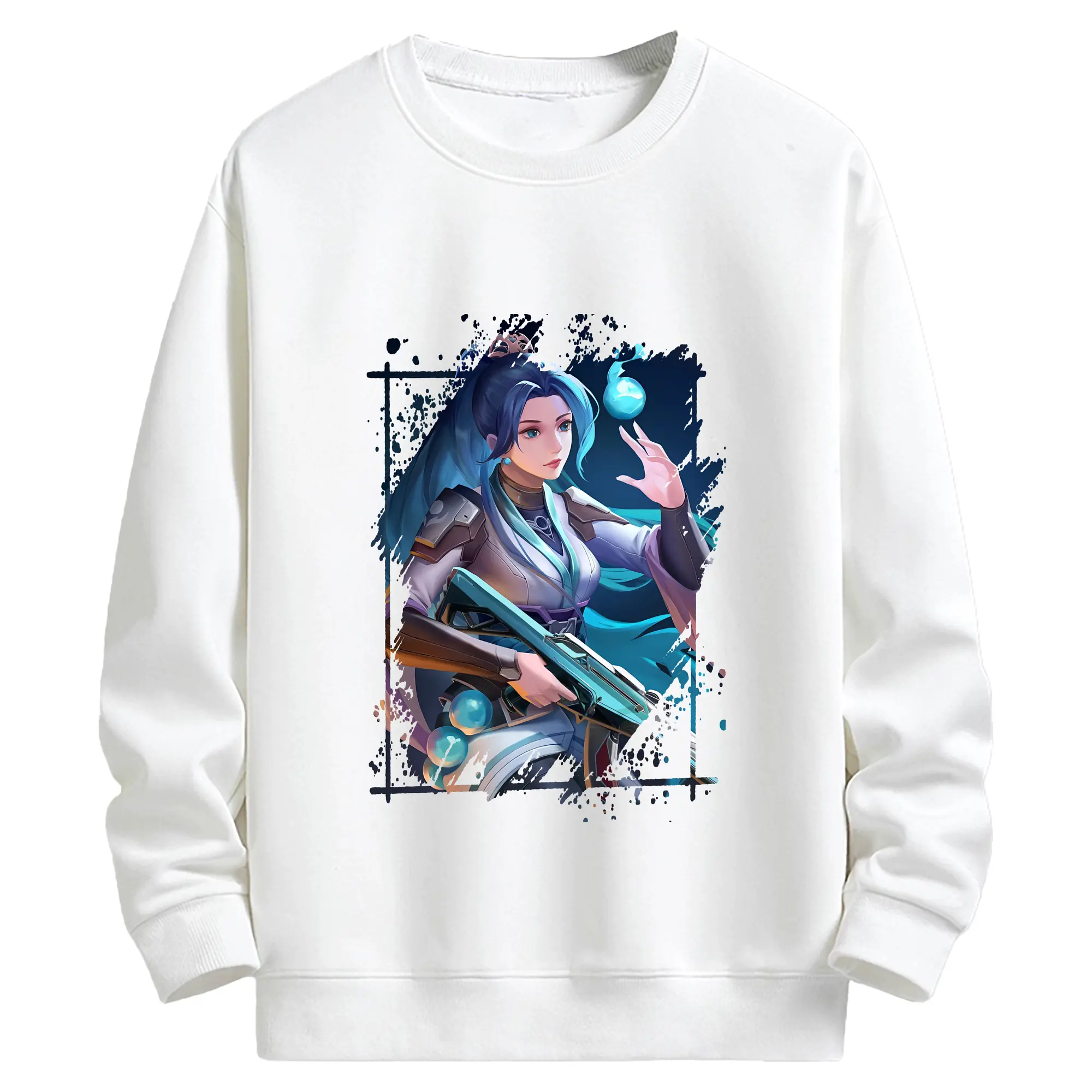 VALORANT グッズ,セージ - キッズ クルーネックスウェットシャツ ・ フロントプリント ・ 綿80％ ポリエステル20％ ・ 快適 通学 スポーツ 日常使い お散歩用