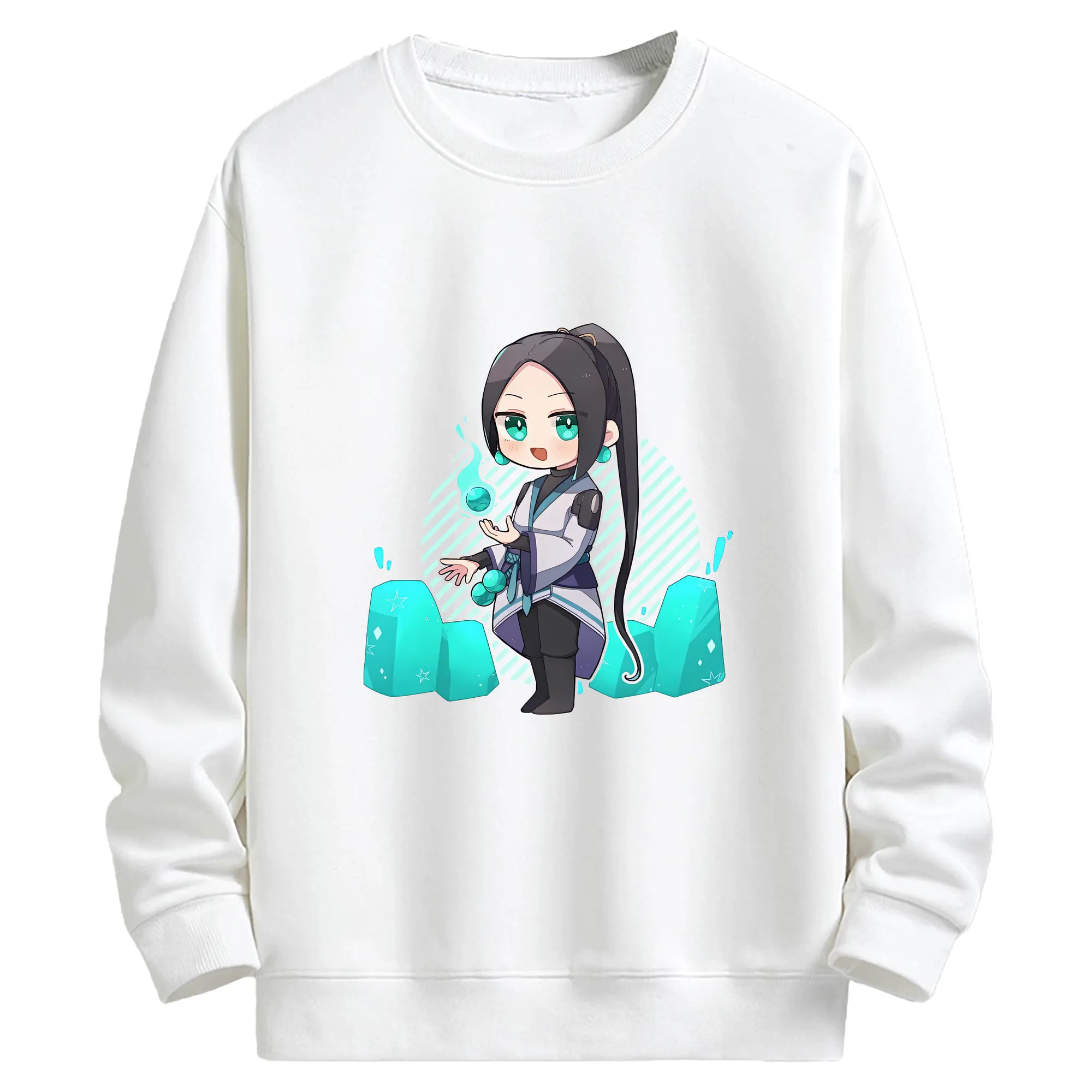 VALORANT グッズ,セージ - キッズ クルーネックスウェットシャツ ・ フロントプリント ・ 綿80％ ポリエステル20％ ・ 快適 通学 スポーツ 日常使い お散歩用