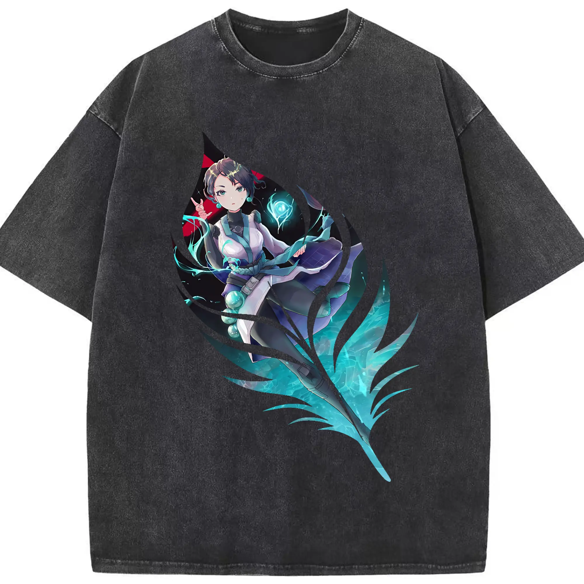 VALORANT グッズ,セージ - 綿100％ ヴィンテージ風 半袖Tシャツ ・ フロントプリント ・ 柔らか肌触り ・ 通気性 快適 ・ スポーツ カジュアル 外出用