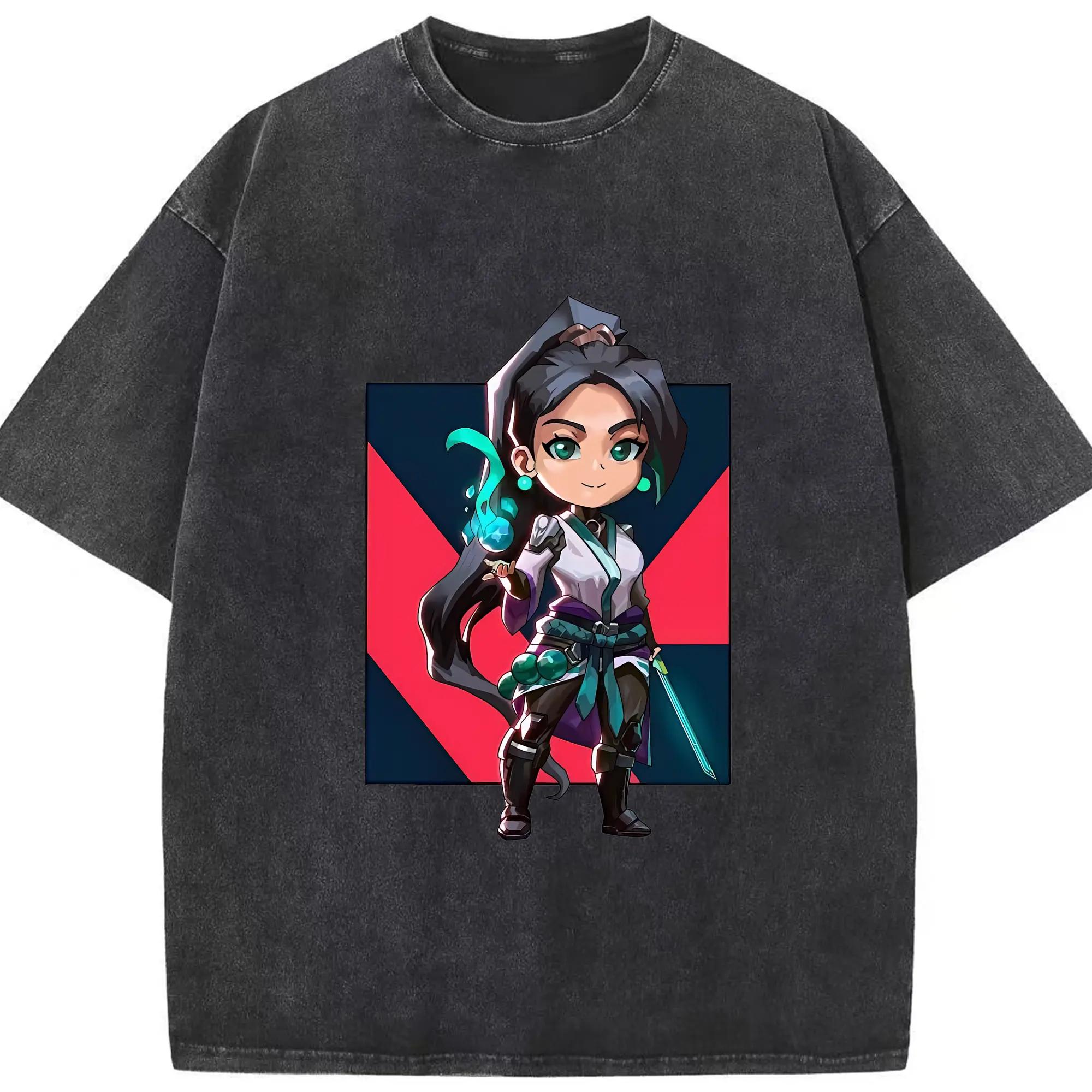 VALORANT グッズ,セージ - 綿100％ ヴィンテージ風 半袖Tシャツ ・ フロントプリント ・ 柔らか肌触り ・ 通気性 快適 ・ スポーツ カジュアル 外出用