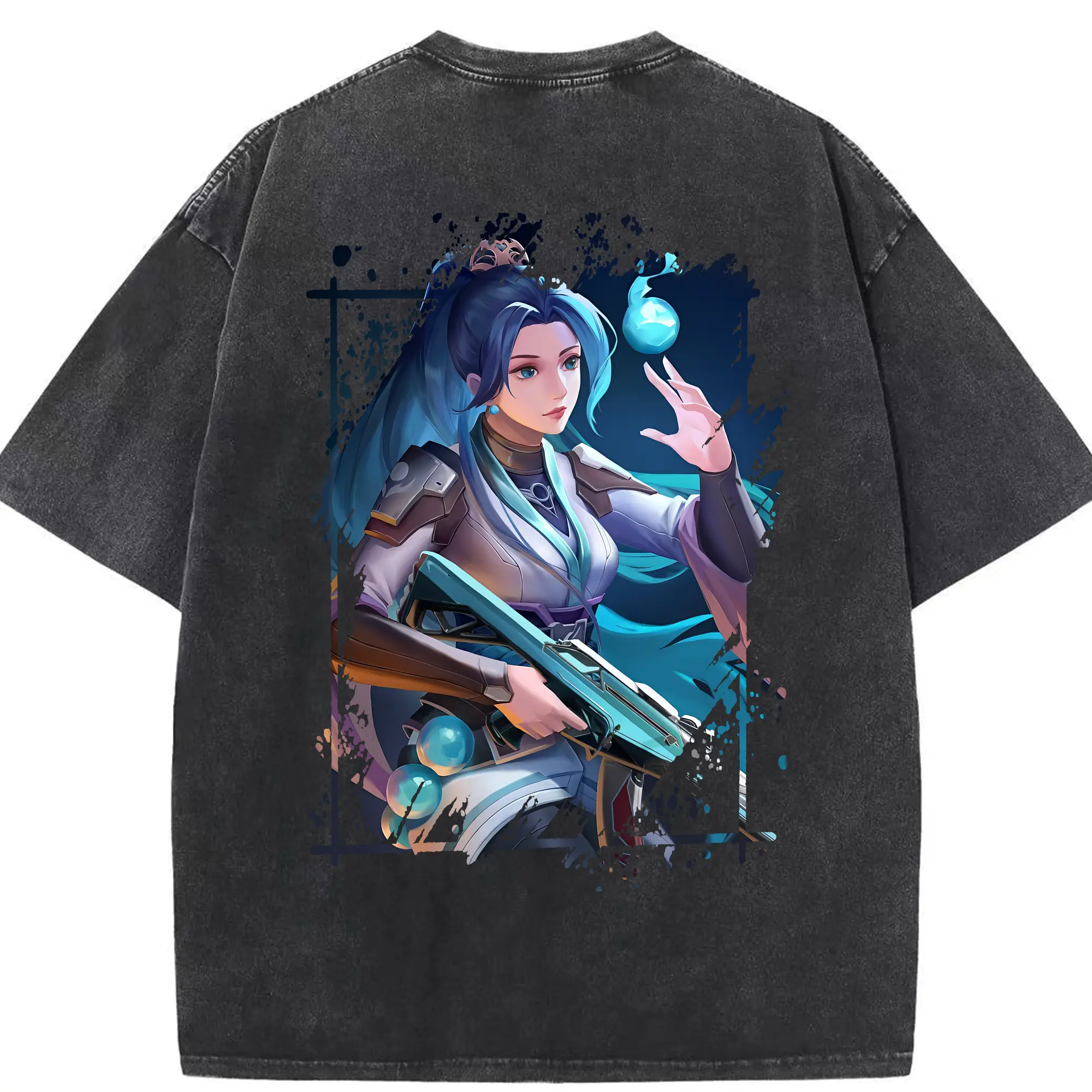 VALORANT グッズ,セージ - 綿100％ ヴィンテージ風 半袖Tシャツ ・ 背面プリント ・ 柔らか肌触り ・ 通気性 快適 ・ スポーツ カジュアル 外出用