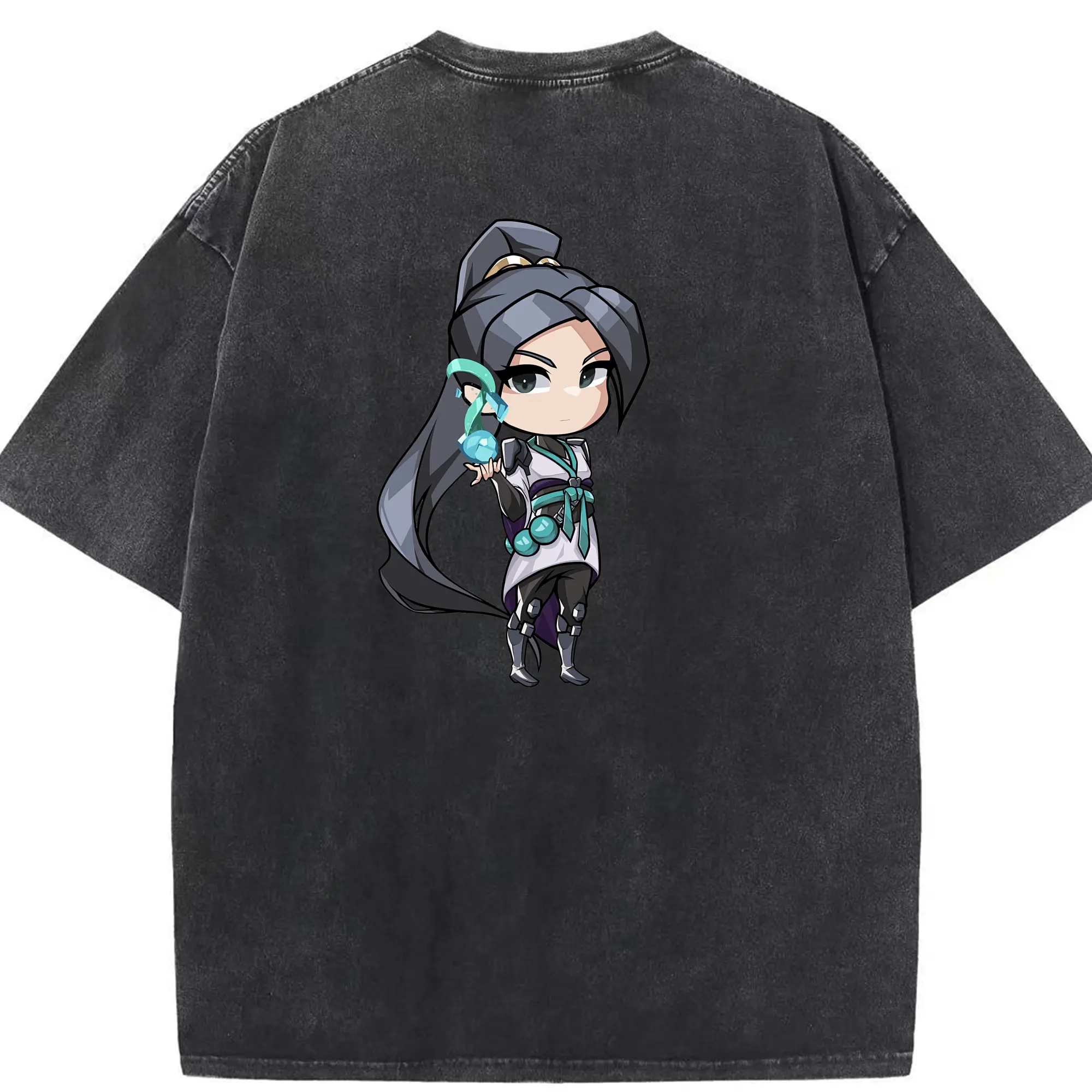 VALORANT グッズ,セージ - 綿100％ ヴィンテージ風 半袖Tシャツ ・ 背面プリント ・ 柔らか肌触り ・ 通気性 快適 ・ スポーツ カジュアル 外出用