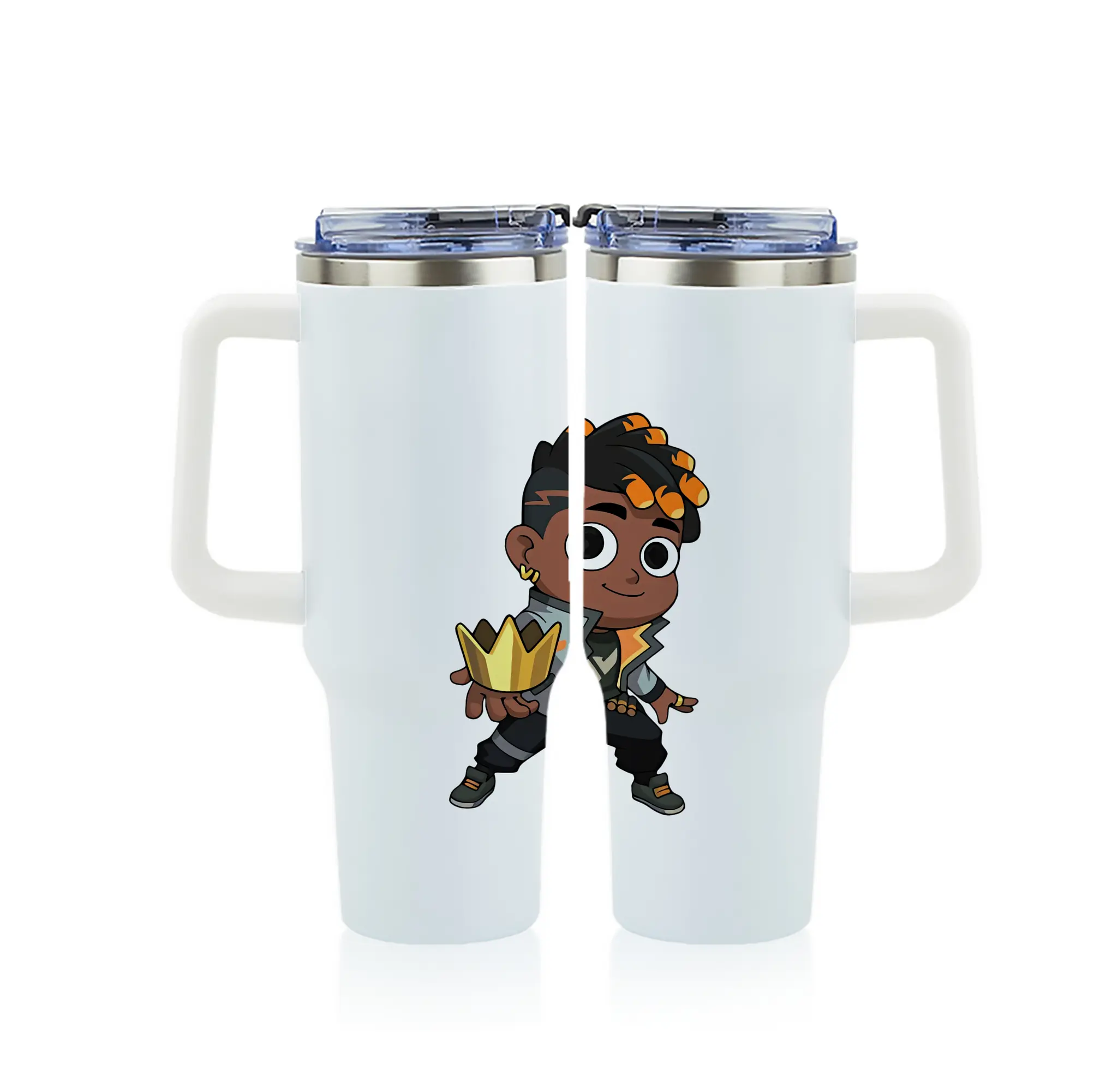 VALORANT グッズ,フェニックス - 1200mL フルプリント車用タンブラー ・ 304ステンレス 内側 ・ 201ステンレス 外側 ・ 保温 保冷 ・ 通勤 ドライブ アウトドア用