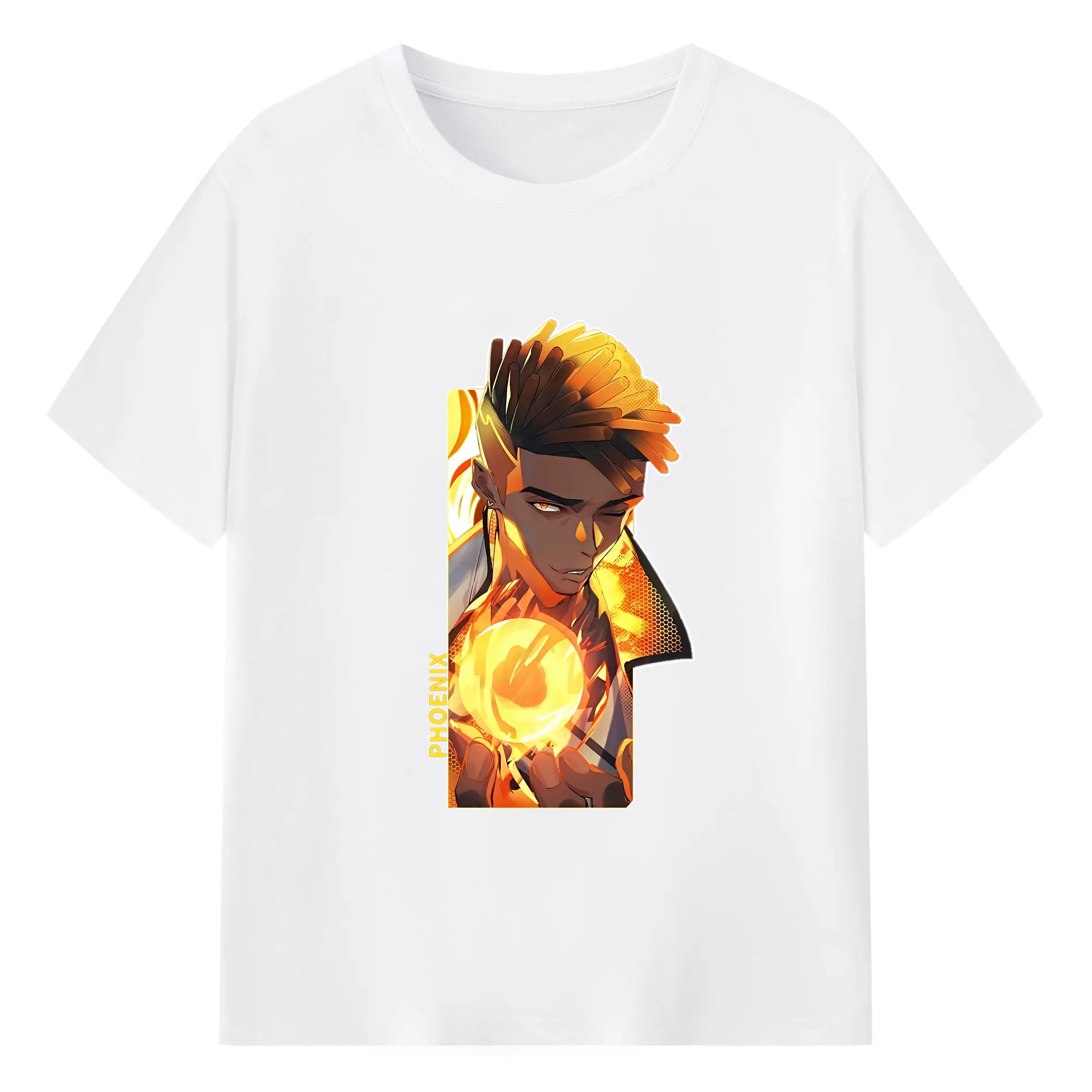 VALORANT グッズ,フェニックス - 綿100％ 半袖Tシャツ ・ フロントプリント ・ 快適 通気性 ・ 日常使い 散歩 スポーツ用