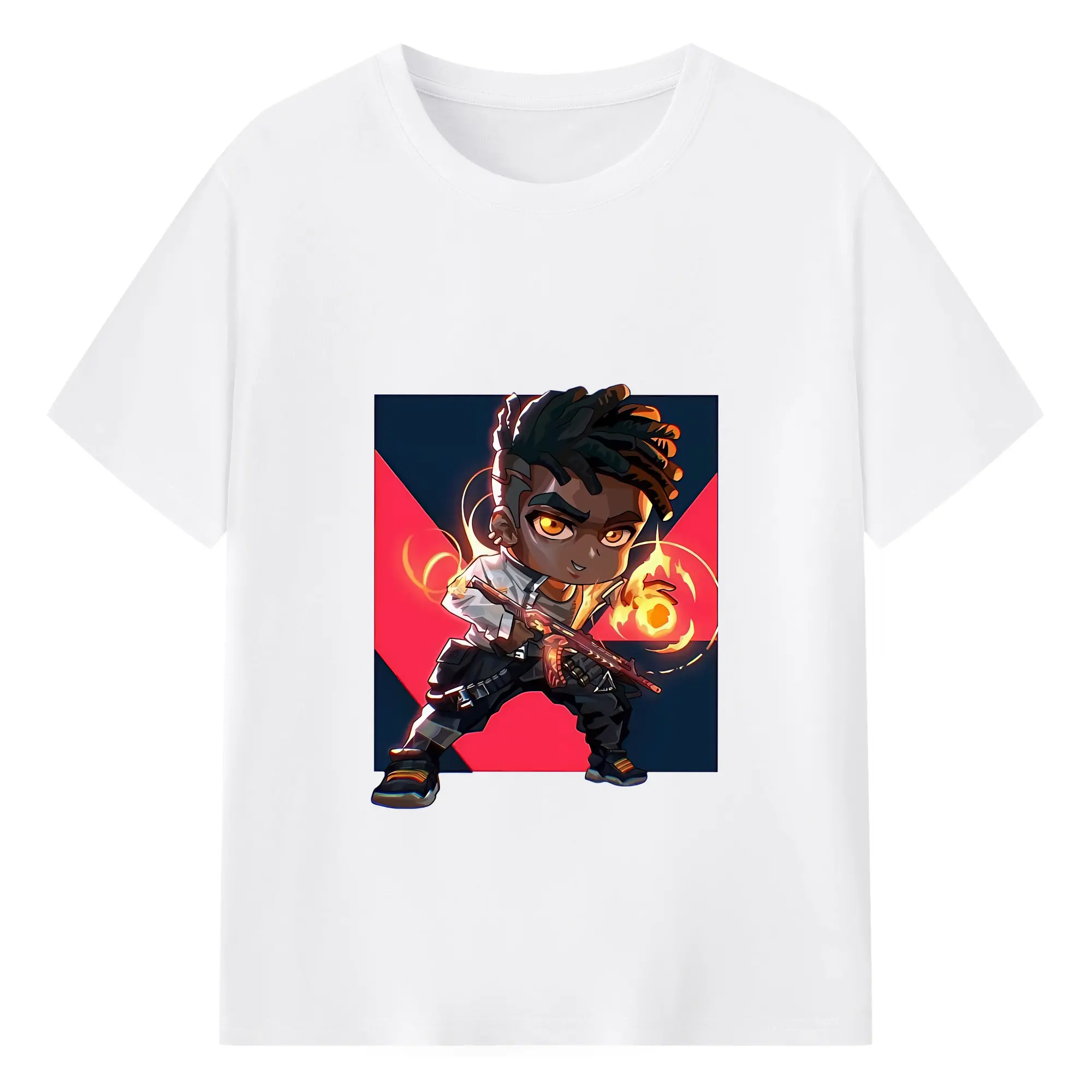 VALORANT グッズ,フェニックス - 綿100％ 半袖Tシャツ ・ フロントプリント ・ 快適 通気性 ・ 日常使い 散歩 スポーツ用