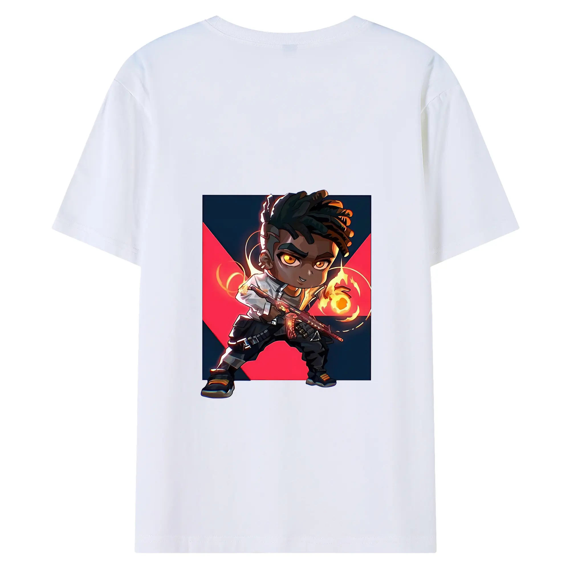 VALORANT グッズ,フェニックス - 綿100％ 半袖Tシャツ ・ バックプリント ・ 快適 通気性 ・ 日常使い 散歩 スポーツ用