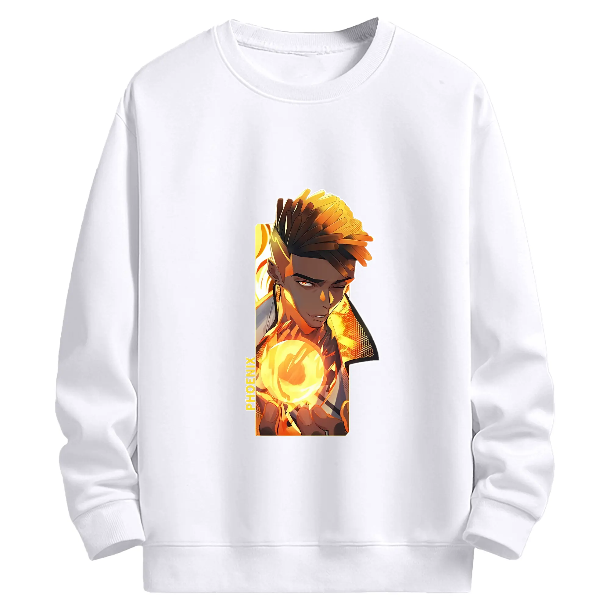 VALORANT グッズ,フェニックス - 高品質 クルーネック スウェット ・ コットン59％ ポリエステル41％ ・ ユニセックス 長袖 トレーナー ・ カジュアル デイリー スポーツ 散歩用