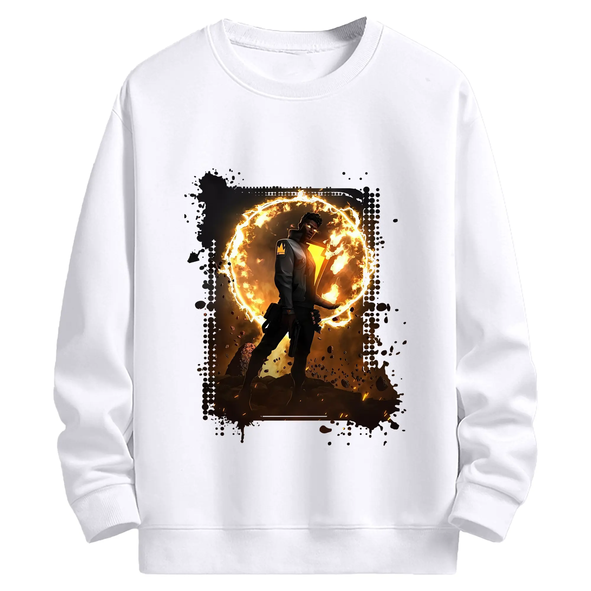 VALORANT グッズ,フェニックス - 高品質 クルーネック スウェット ・ コットン59％ ポリエステル41％ ・ ユニセックス 長袖 トレーナー ・ カジュアル デイリー スポーツ 散歩用