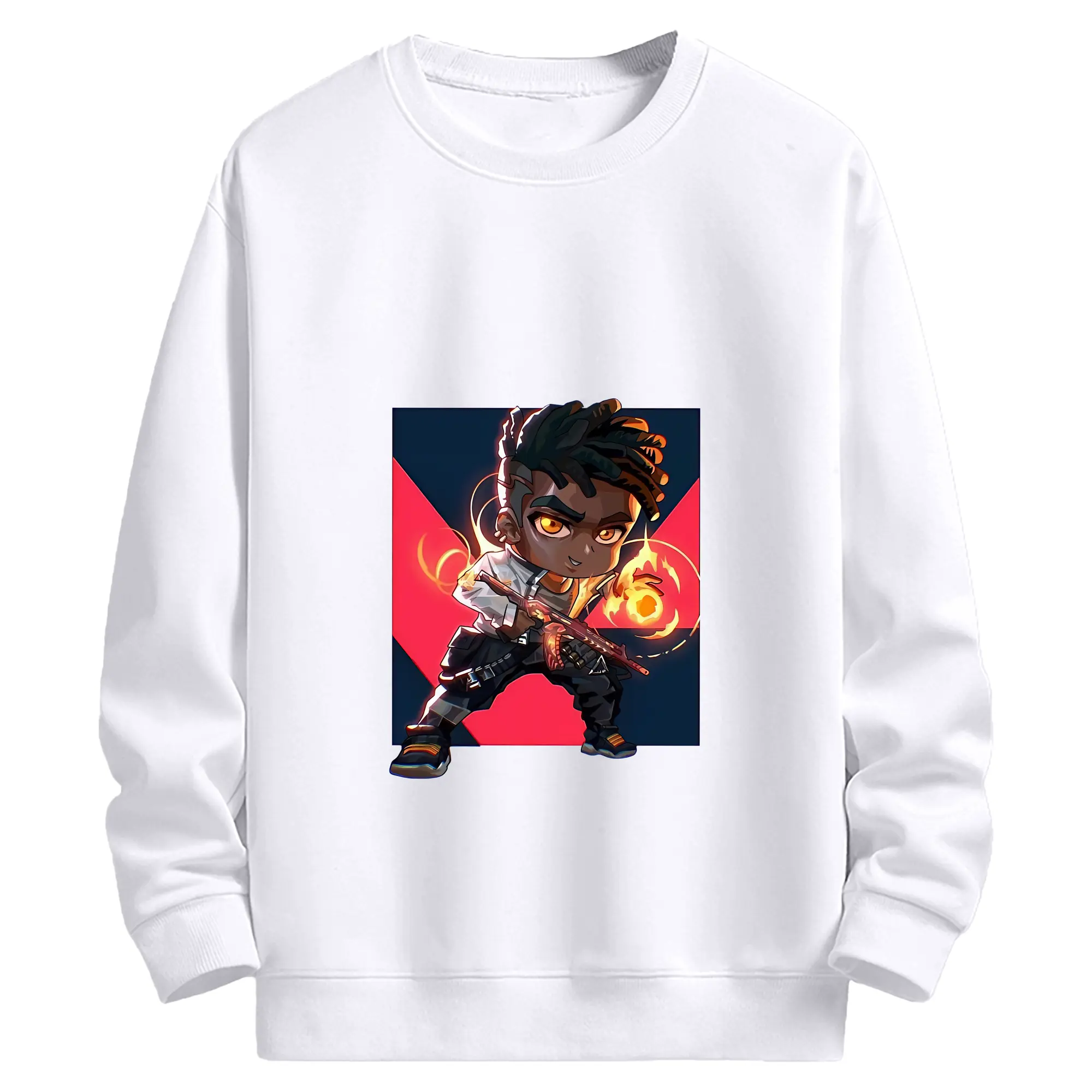 VALORANT グッズ,フェニックス - 高品質 クルーネック スウェット ・ コットン59％ ポリエステル41％ ・ ユニセックス 長袖 トレーナー ・ カジュアル デイリー スポーツ 散歩用