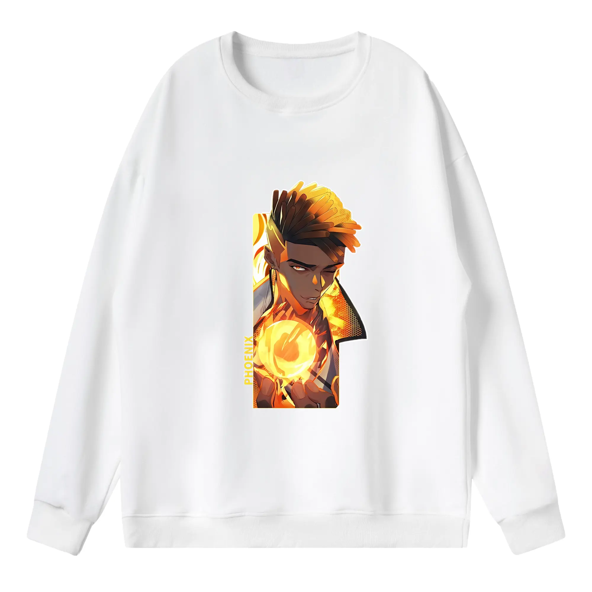VALORANT グッズ,フェニックス - 薄手 クルーネック スウェット 裏毛260g · ポリエステル 春秋向け カジュアル 男女兼用 · トレーナー デイリー スポーツ 散歩に最適