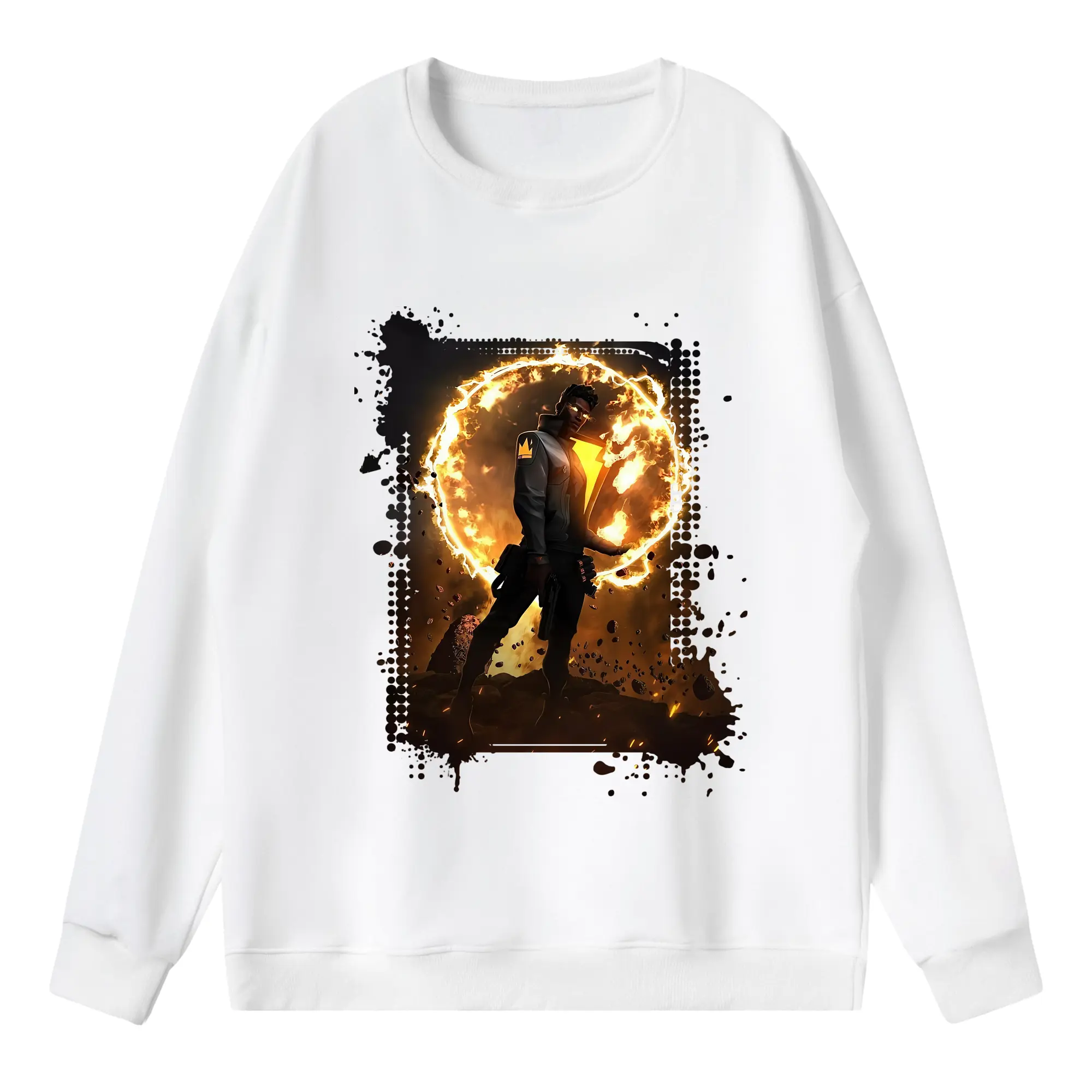 VALORANT グッズ,フェニックス - 薄手 クルーネック スウェット 裏毛260g · ポリエステル 春秋向け カジュアル 男女兼用 · トレーナー デイリー スポーツ 散歩に最適