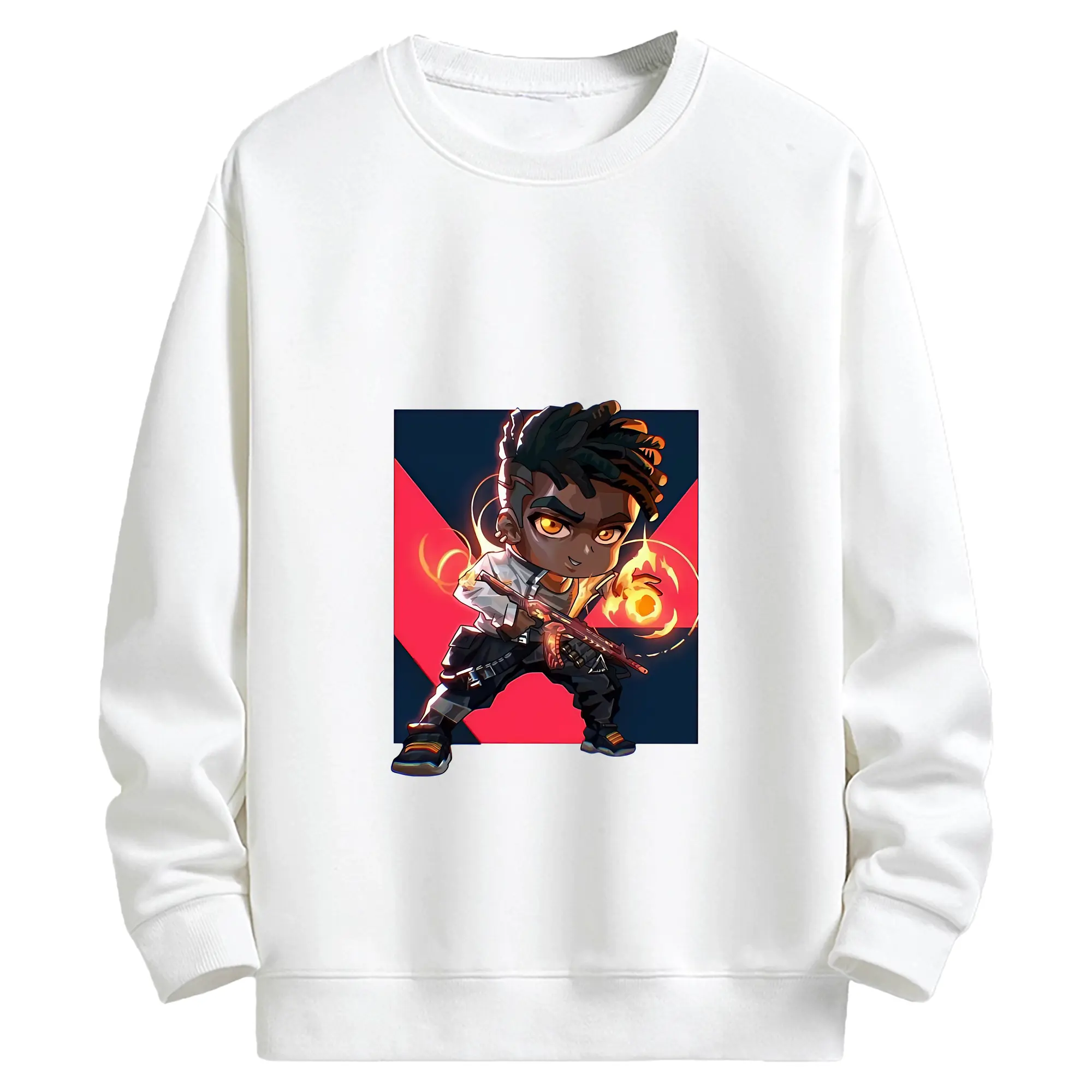 VALORANT グッズ,フェニックス - キッズ クルーネックスウェットシャツ ・ フロントプリント ・ 綿80％ ポリエステル20％ ・ 快適 通学 スポーツ 日常使い お散歩用