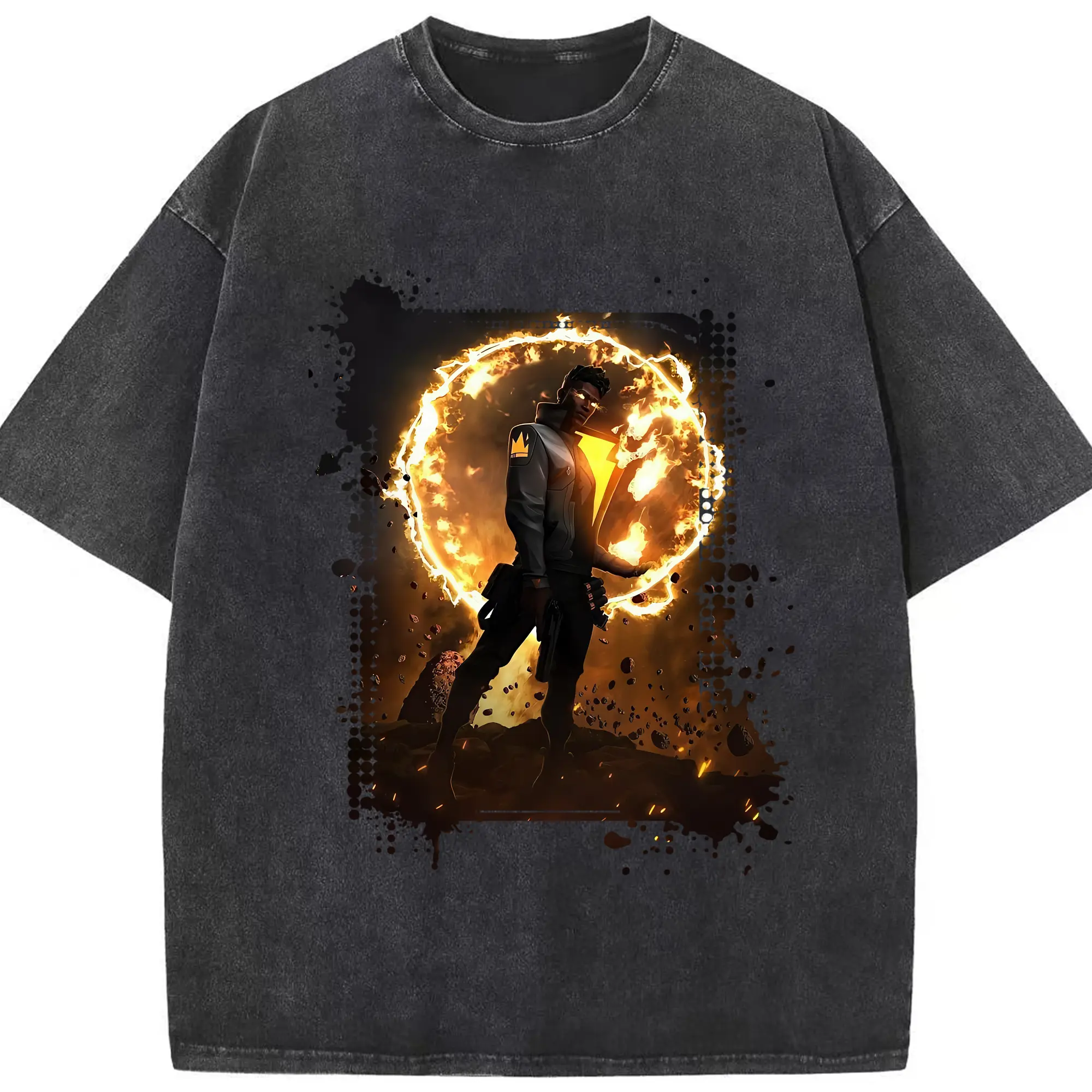 VALORANT グッズ,フェニックス - 綿100％ ヴィンテージ風 半袖Tシャツ ・ フロントプリント ・ 柔らか肌触り ・ 通気性 快適 ・ スポーツ カジュアル 外出用