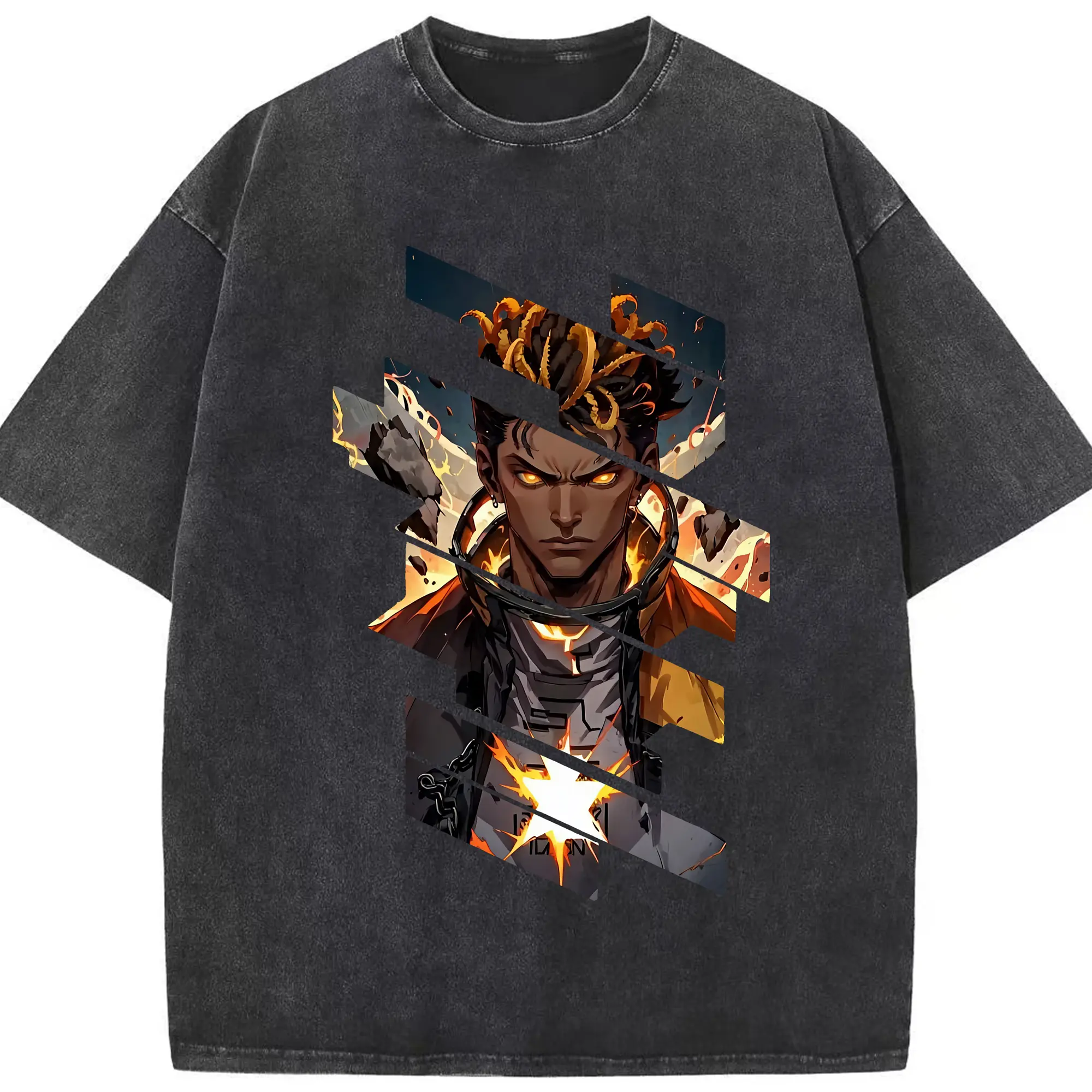 VALORANT グッズ,フェニックス - 綿100％ ヴィンテージ風 半袖Tシャツ ・ フロントプリント ・ 柔らか肌触り ・ 通気性 快適 ・ スポーツ カジュアル 外出用