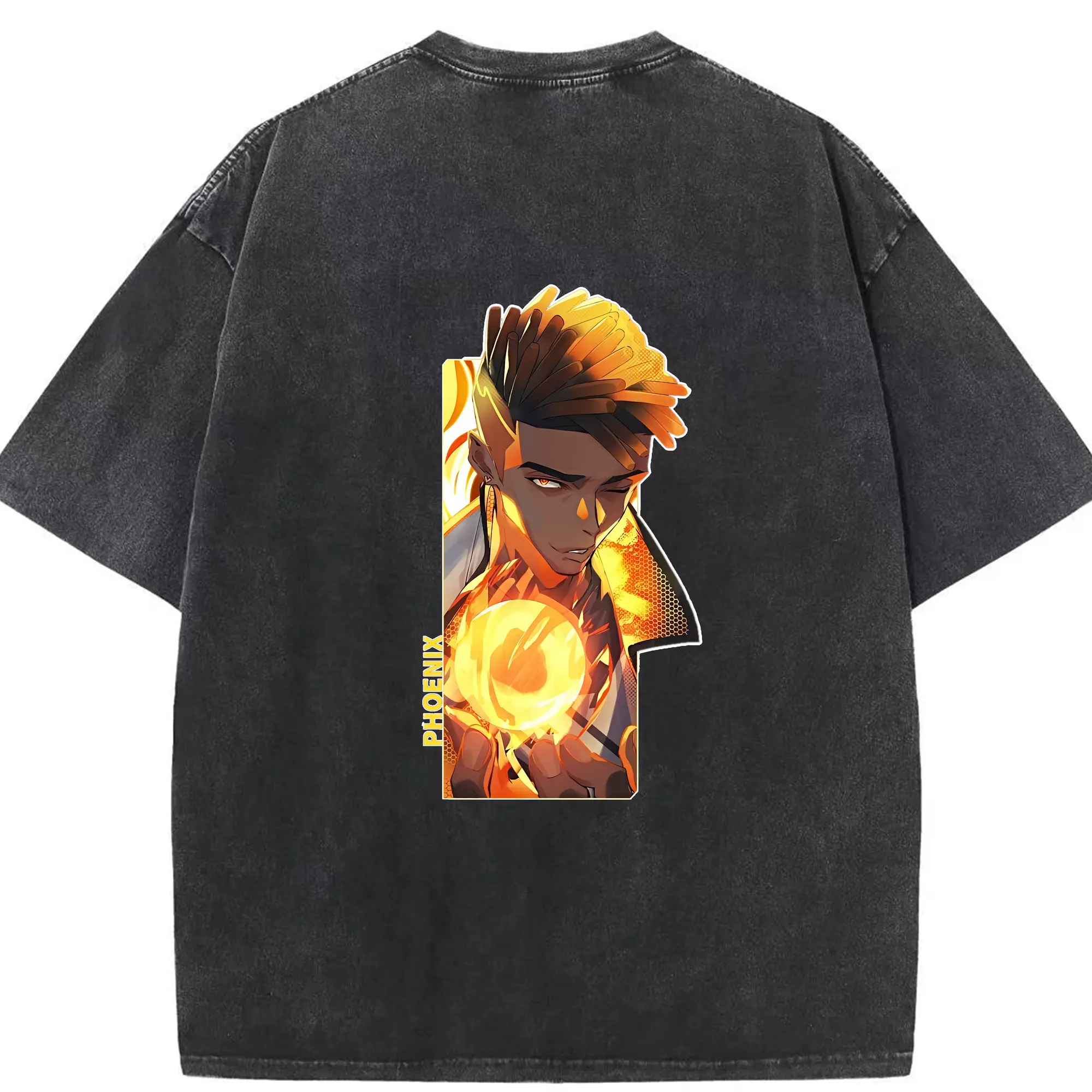 VALORANT グッズ,フェニックス - 綿100％ ヴィンテージ風 半袖Tシャツ ・ 背面プリント ・ 柔らか肌触り ・ 通気性 快適 ・ スポーツ カジュアル 外出用