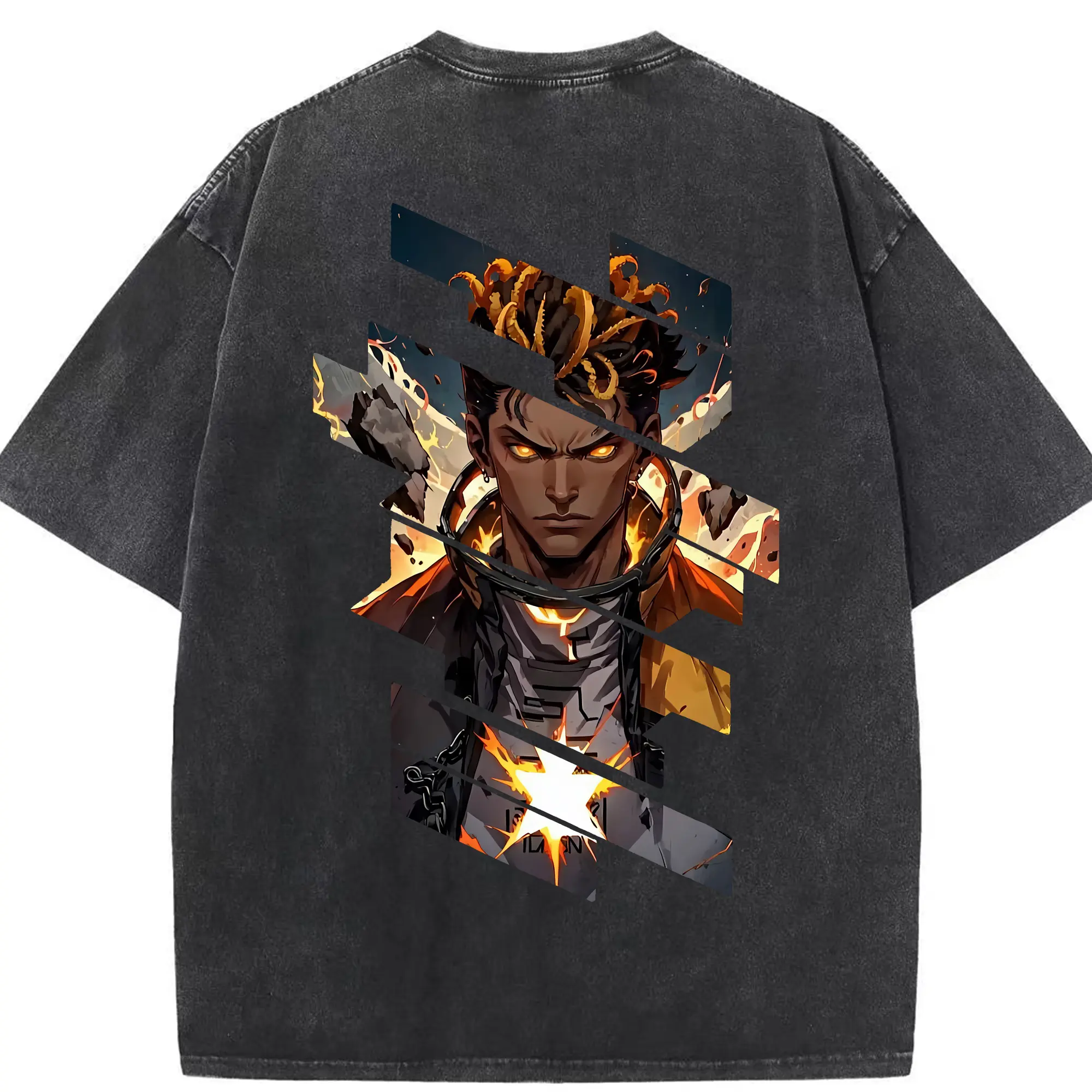 VALORANT グッズ,フェニックス - 綿100％ ヴィンテージ風 半袖Tシャツ ・ 背面プリント ・ 柔らか肌触り ・ 通気性 快適 ・ スポーツ カジュアル 外出用