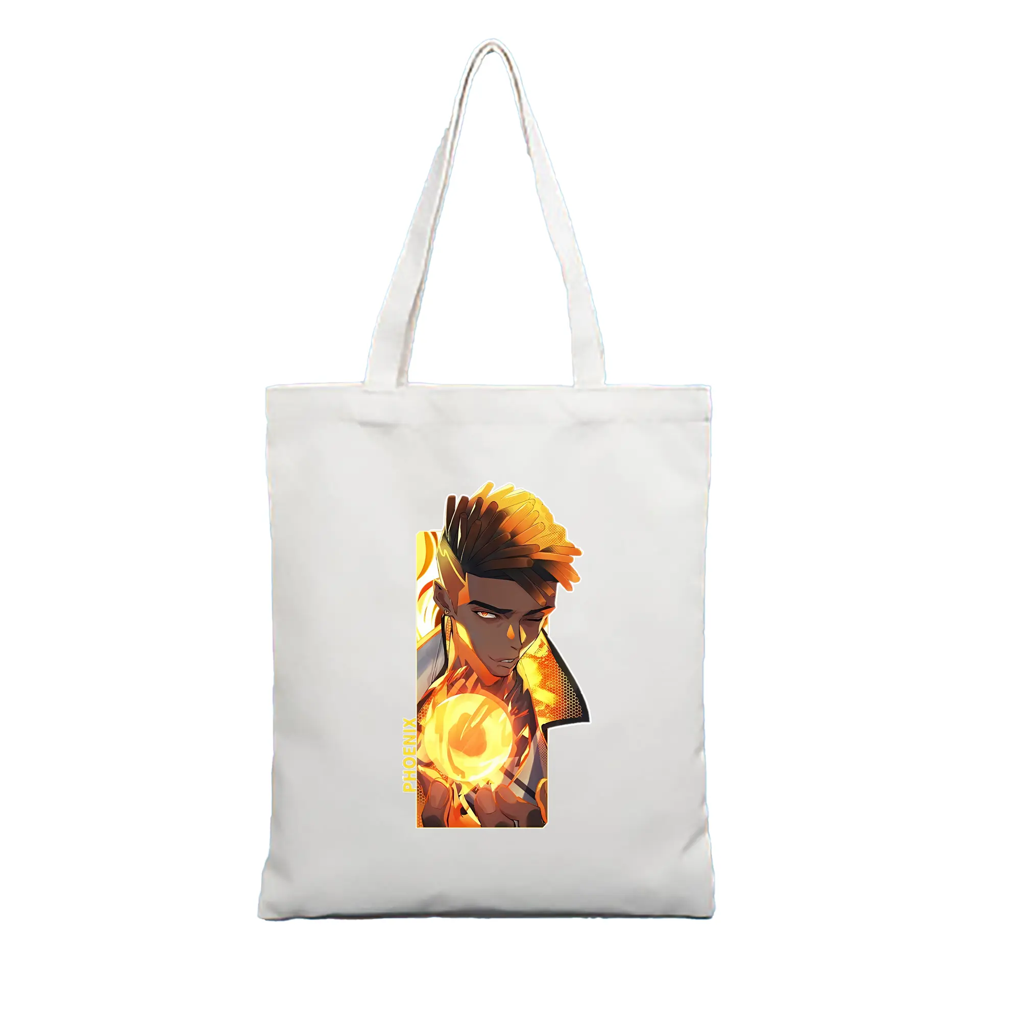 VALORANT グッズ,フェニックス - 縦型キャンバス手提げバッグ（トートバッグ） ・ キャンバス素材 ・ ショッピング用 ・ 軽量 丈夫 お手入れ簡単