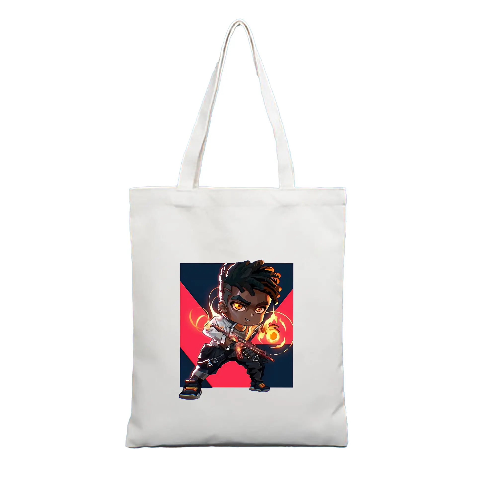 VALORANT グッズ,フェニックス - 縦型キャンバス手提げバッグ（トートバッグ） ・ キャンバス素材 ・ ショッピング用 ・ 軽量 丈夫 お手入れ簡単