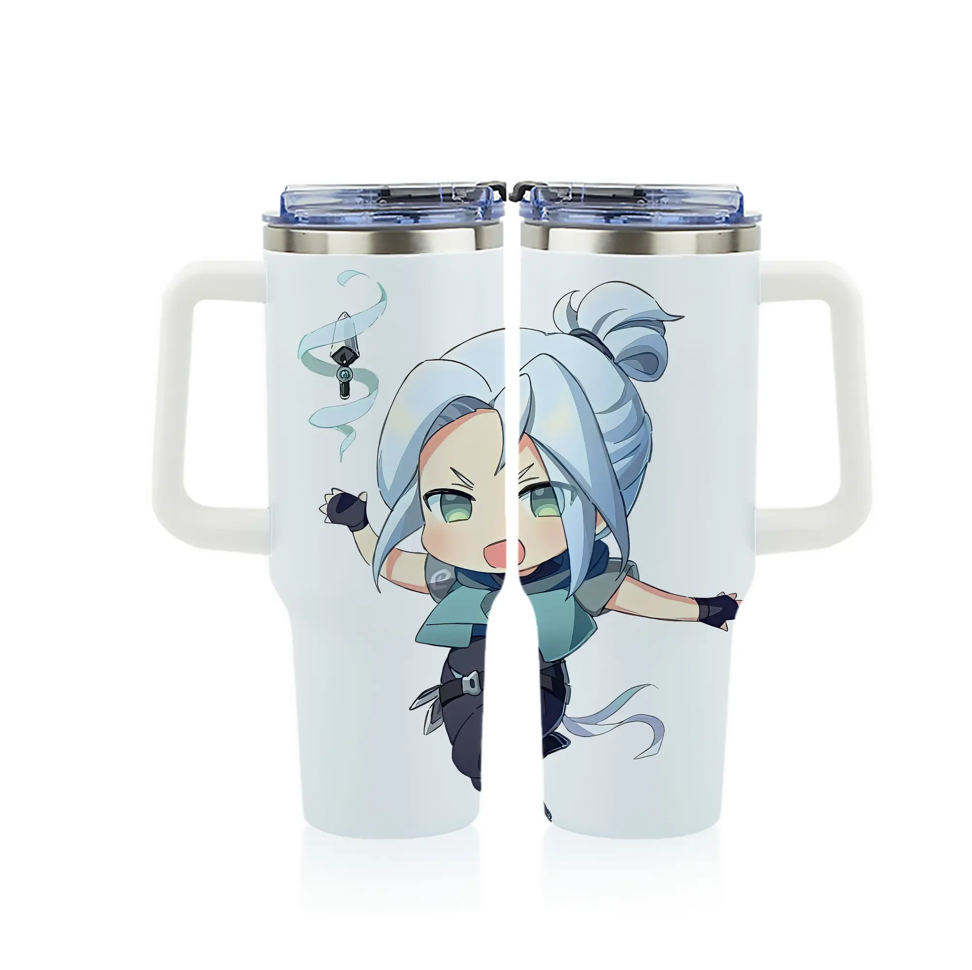 VALORANT グッズ,ジェット - 1200mL フルプリント車用タンブラー ・ 304ステンレス 内側 ・ 201ステンレス 外側 ・ 保温 保冷 ・ 通勤 ドライブ アウトドア用