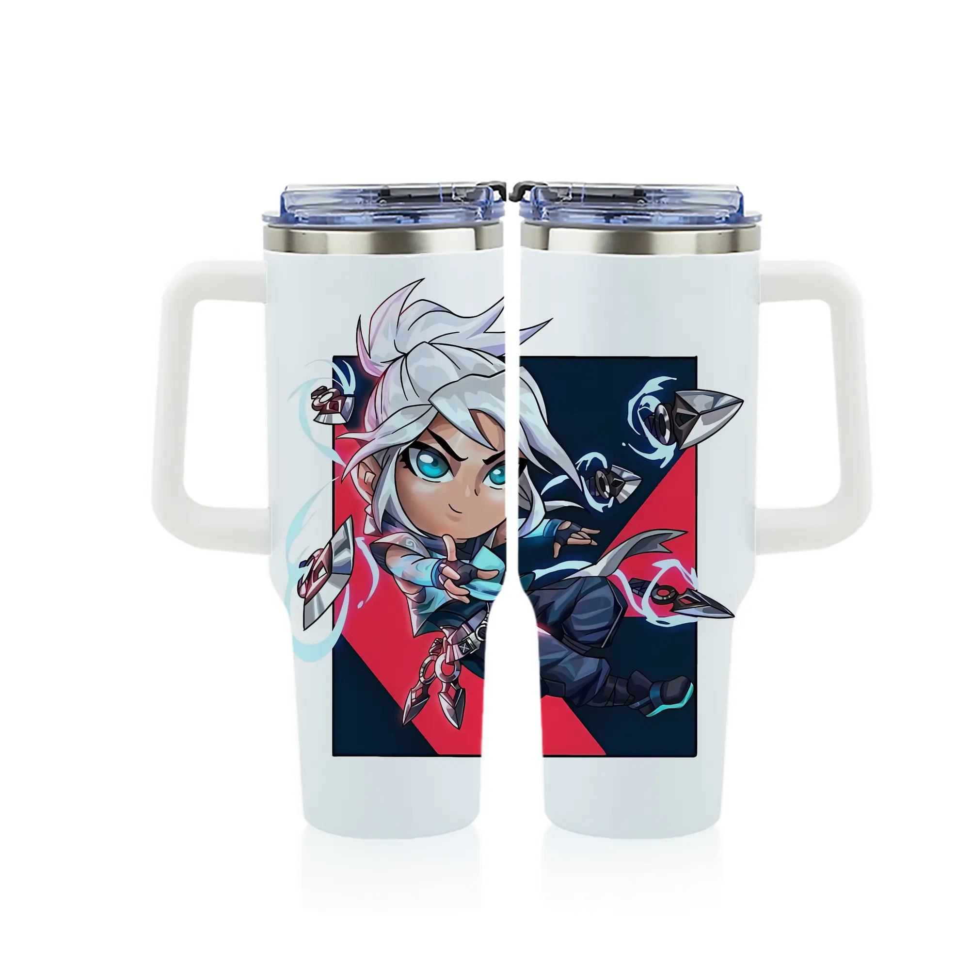 VALORANT グッズ,ジェット - 1200mL フルプリント車用タンブラー ・ 304ステンレス 内側 ・ 201ステンレス 外側 ・ 保温 保冷 ・ 通勤 ドライブ アウトドア用