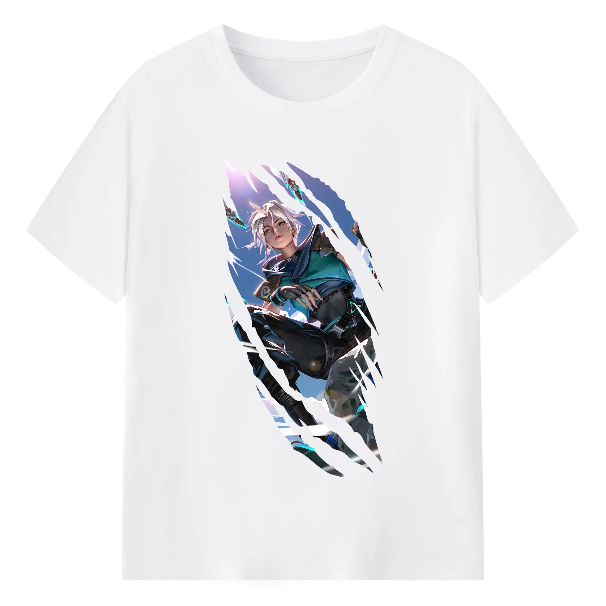 VALORANT グッズ,ジェット - 綿100％ 半袖Tシャツ ・ フロントプリント ・ 快適 通気性 ・ 日常使い 散歩 スポーツ用