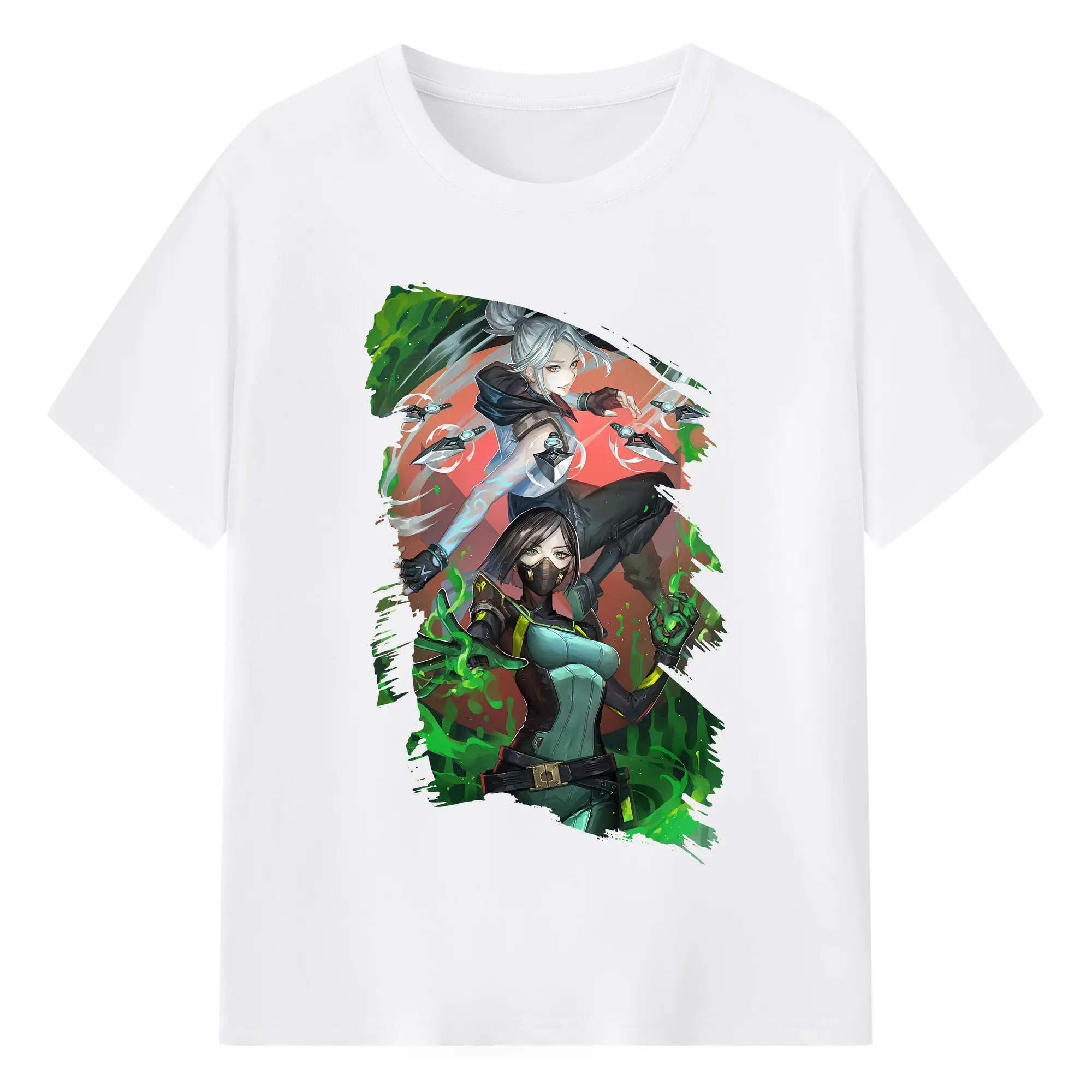 VALORANT グッズ,ジェット - 綿100％ 半袖Tシャツ ・ フロントプリント ・ 快適 通気性 ・ 日常使い 散歩 スポーツ用