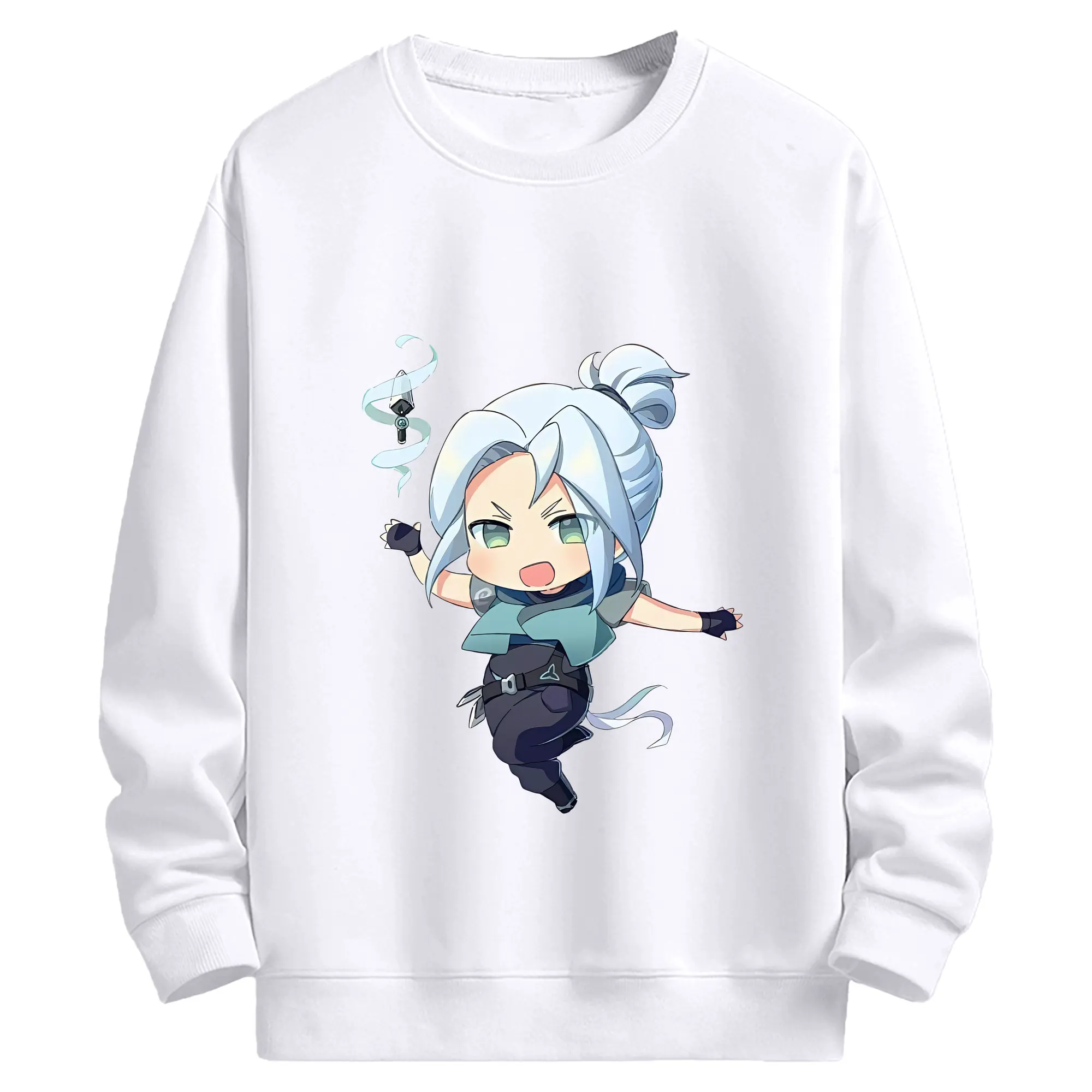 VALORANT グッズ,ジェット - 高品質 クルーネック スウェット ・ コットン59％ ポリエステル41％ ・ ユニセックス 長袖 トレーナー ・ カジュアル デイリー スポーツ 散歩用