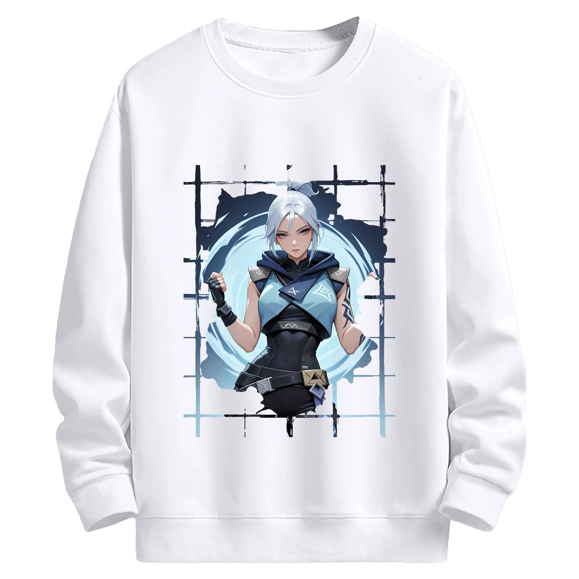 VALORANT グッズ,ジェット - 高品質 クルーネック スウェット ・ コットン59％ ポリエステル41％ ・ ユニセックス 長袖 トレーナー ・ カジュアル デイリー スポーツ 散歩用