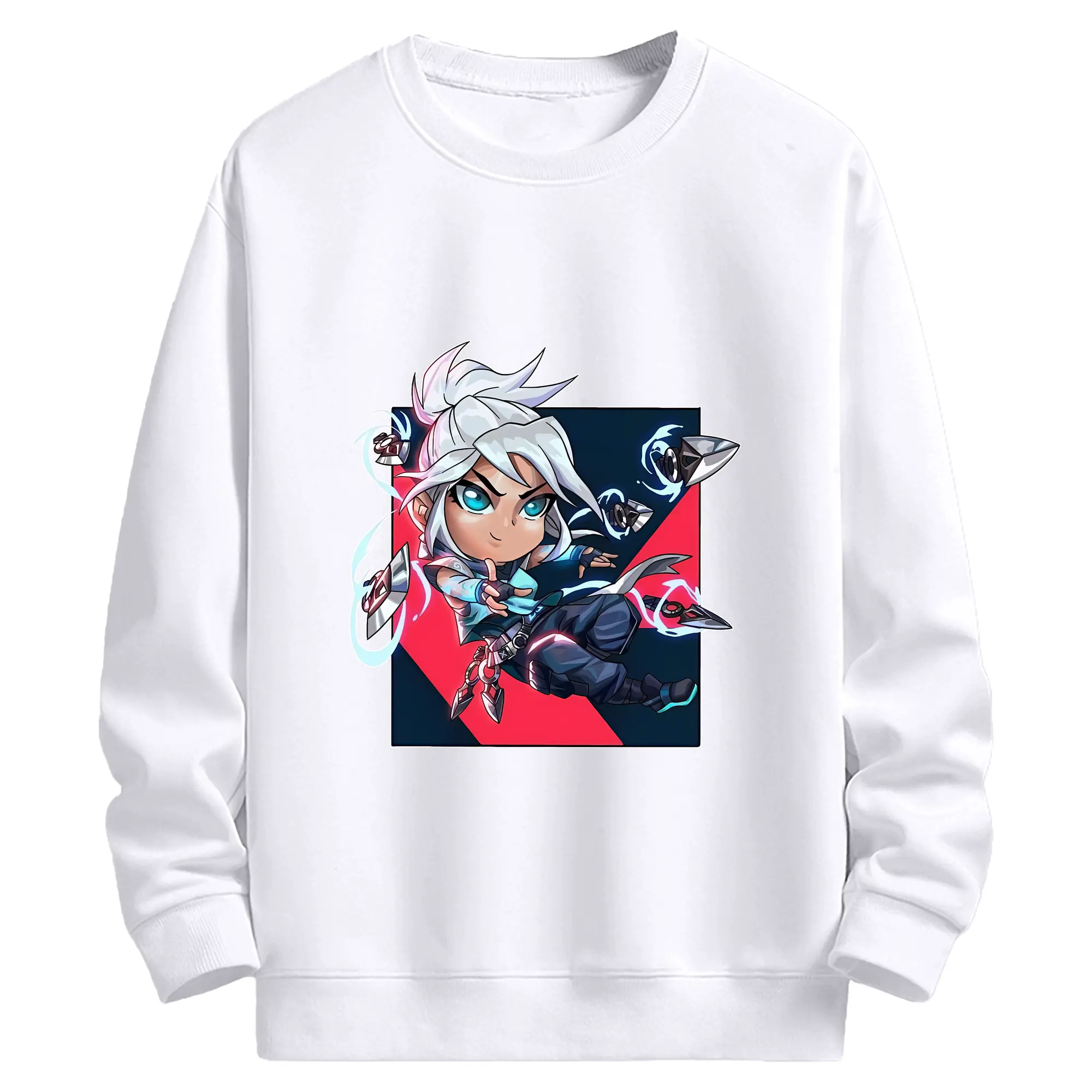 VALORANT グッズ,ジェット - 高品質 クルーネック スウェット ・ コットン59％ ポリエステル41％ ・ ユニセックス 長袖 トレーナー ・ カジュアル デイリー スポーツ 散歩用