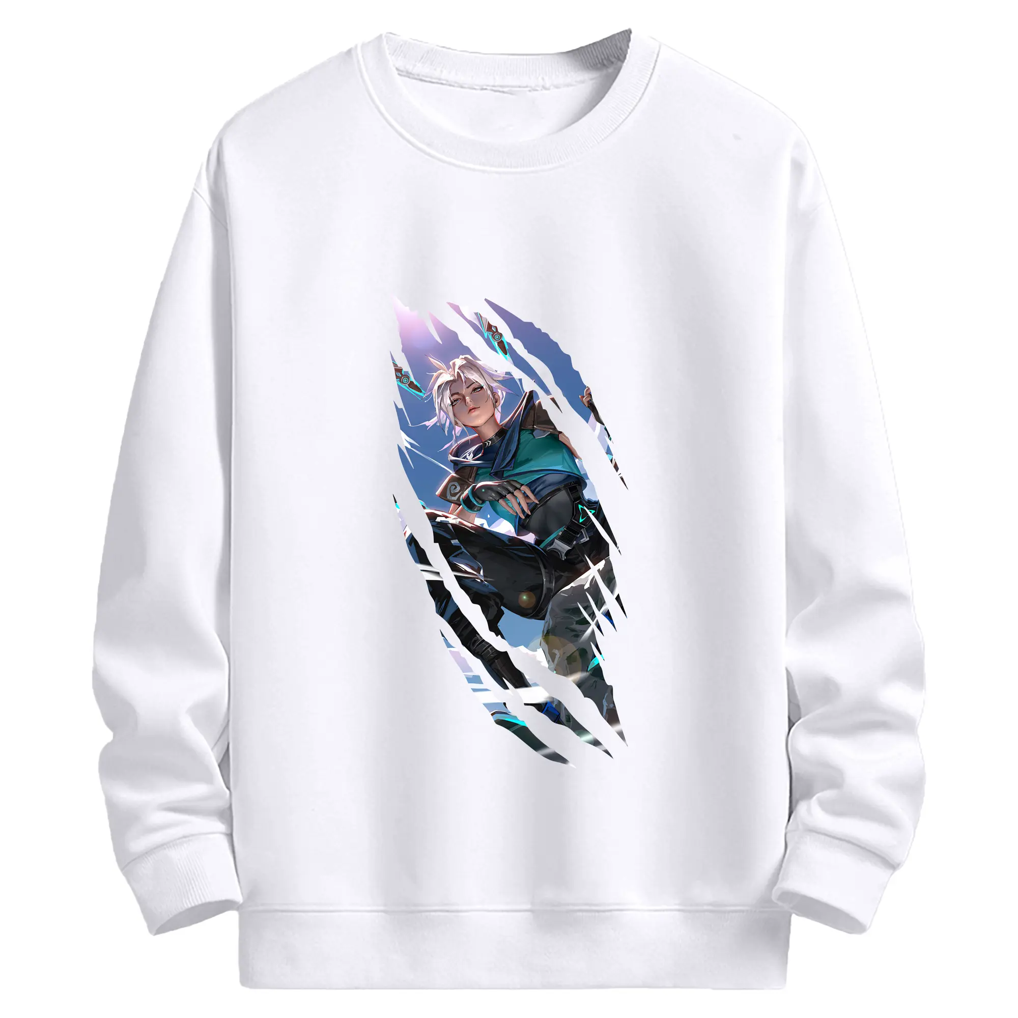 VALORANT グッズ,ジェット - 高品質 クルーネック スウェット ・ コットン59％ ポリエステル41％ ・ ユニセックス 長袖 トレーナー ・ カジュアル デイリー スポーツ 散歩用