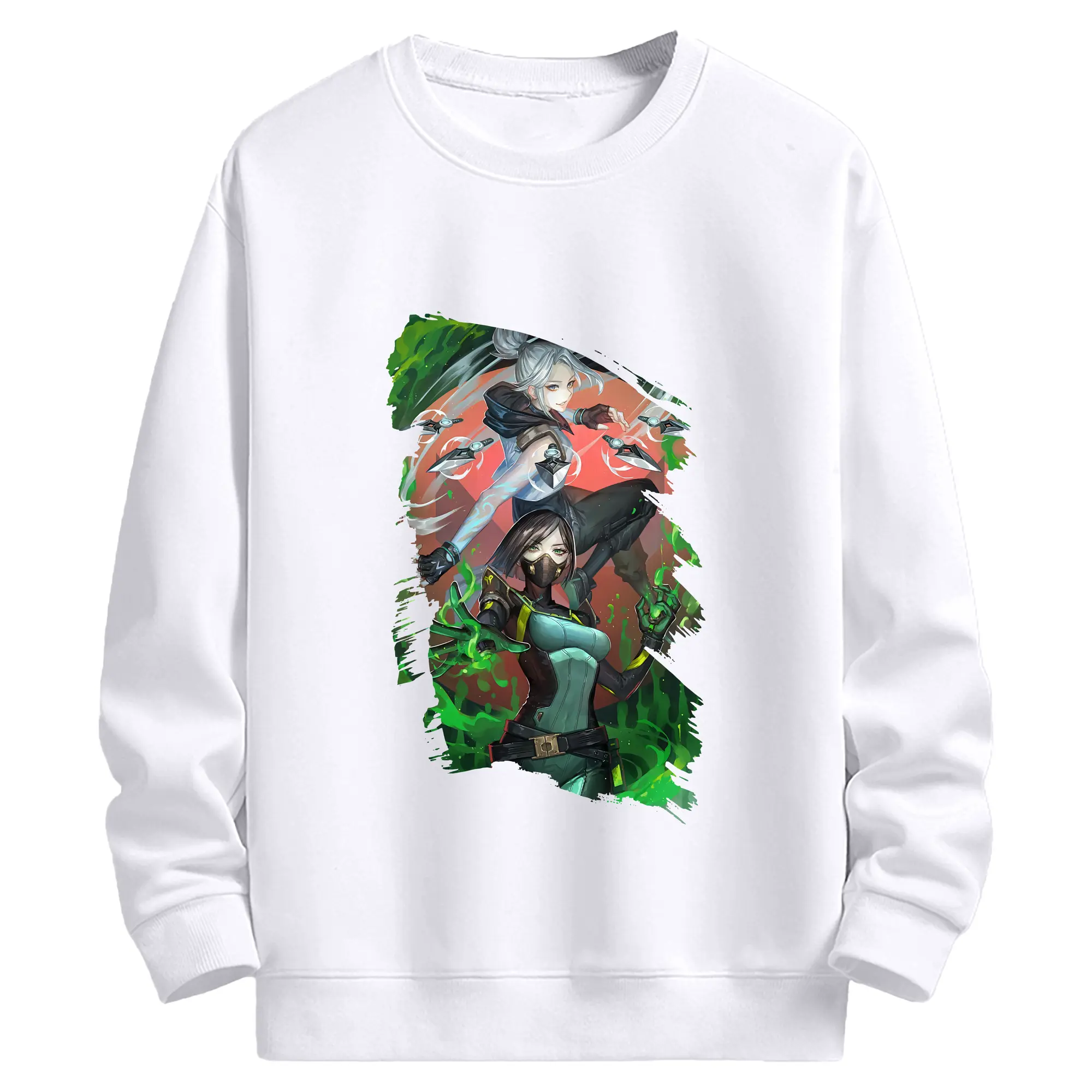 VALORANT グッズ,ジェット - 高品質 クルーネック スウェット ・ コットン59％ ポリエステル41％ ・ ユニセックス 長袖 トレーナー ・ カジュアル デイリー スポーツ 散歩用