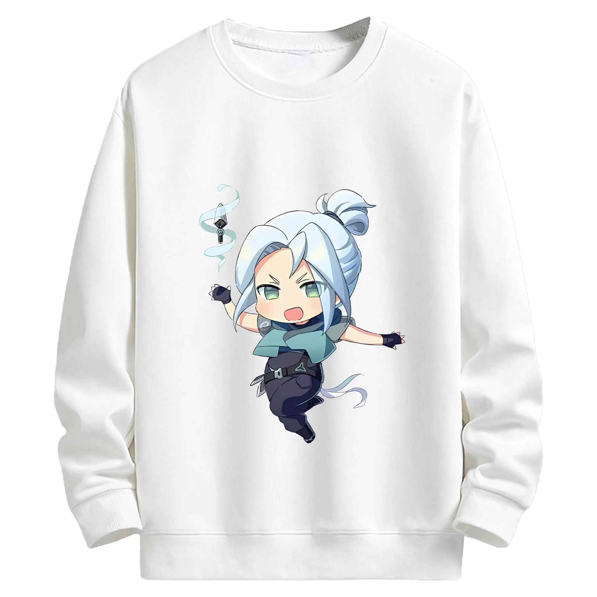 VALORANT グッズ,ジェット - キッズ クルーネックスウェットシャツ ・ フロントプリント ・ 綿80％ ポリエステル20％ ・ 快適 通学 スポーツ 日常使い お散歩用