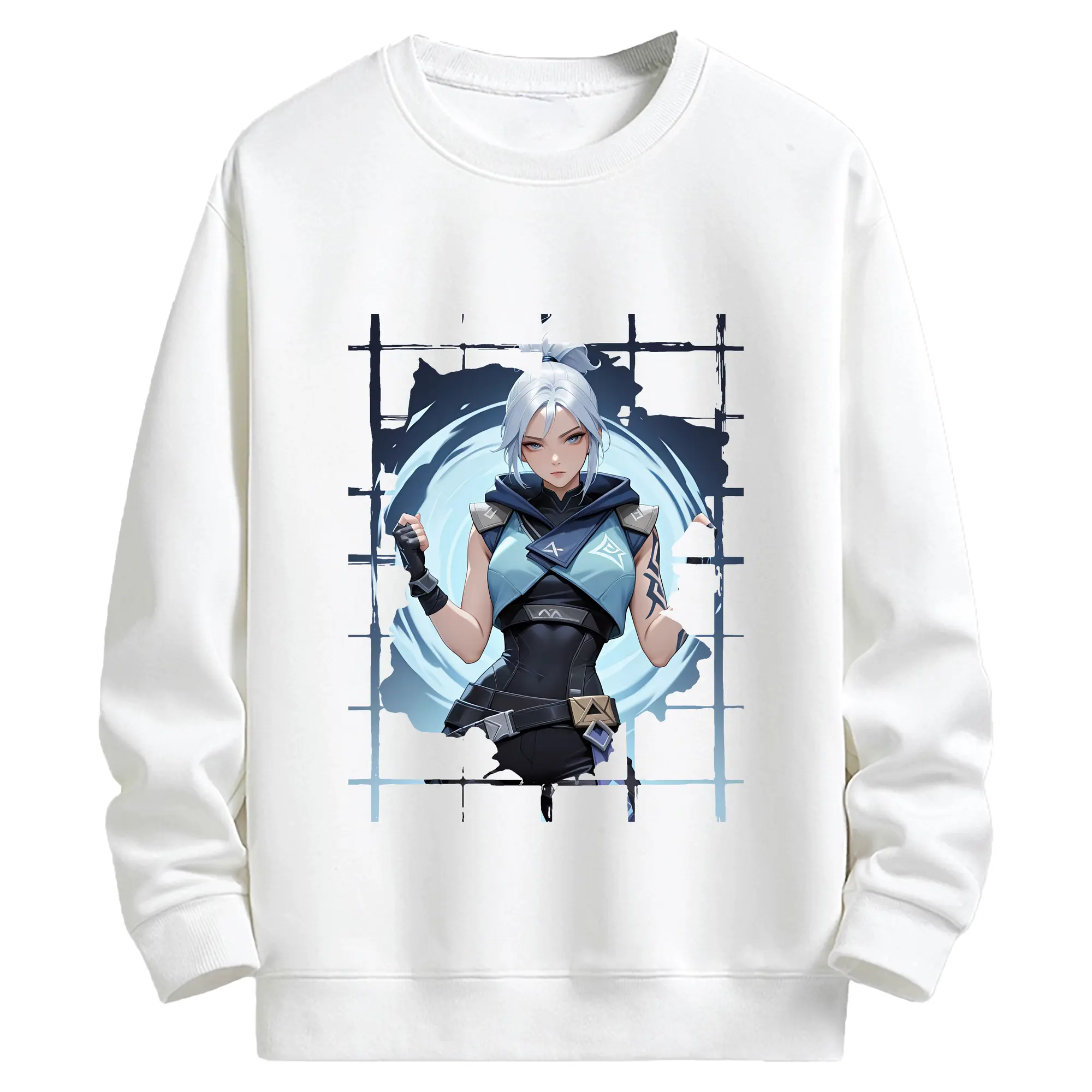 VALORANT グッズ,ジェット - キッズ クルーネックスウェットシャツ ・ フロントプリント ・ 綿80％ ポリエステル20％ ・ 快適 通学 スポーツ 日常使い お散歩用