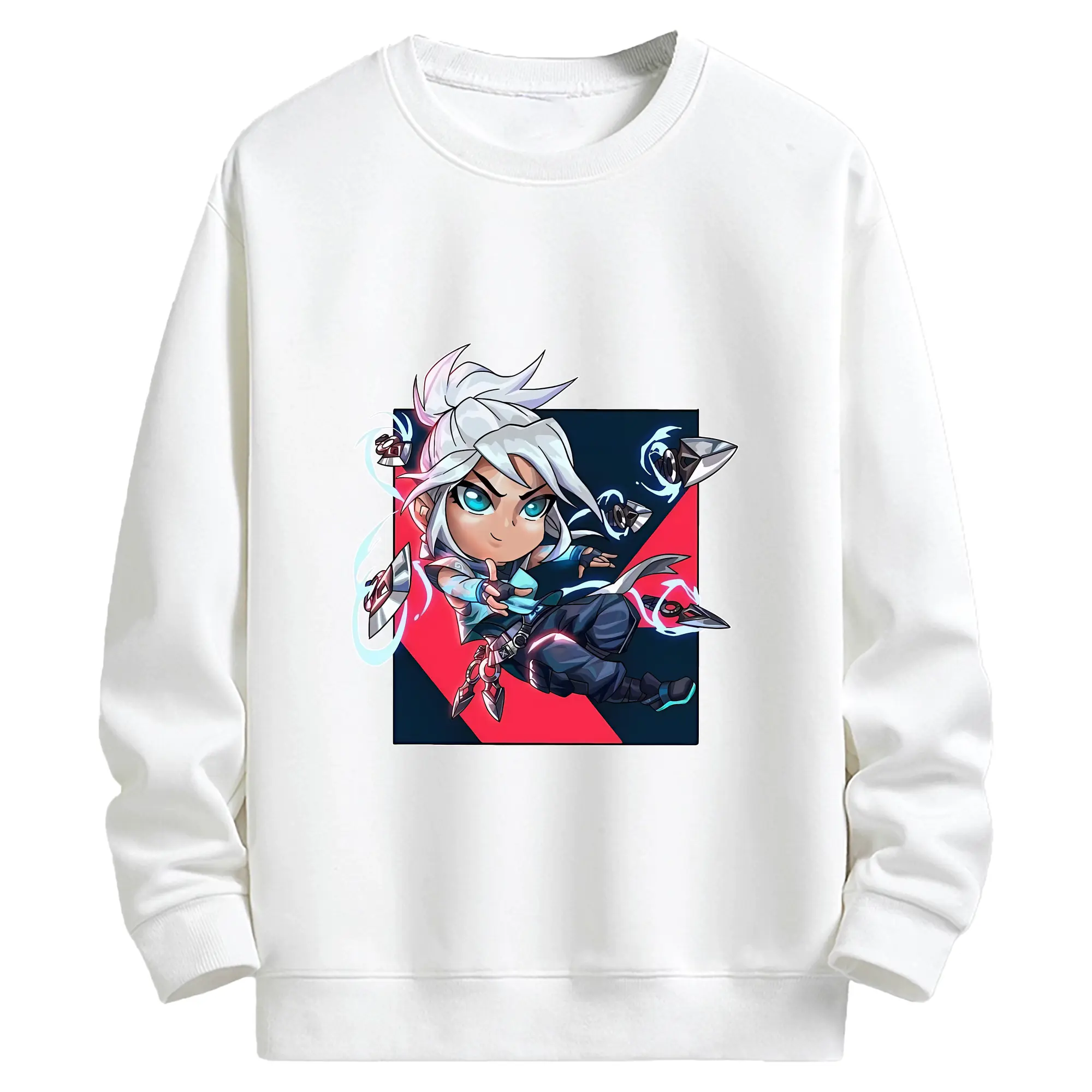 VALORANT グッズ,ジェット - キッズ クルーネックスウェットシャツ ・ フロントプリント ・ 綿80％ ポリエステル20％ ・ 快適 通学 スポーツ 日常使い お散歩用