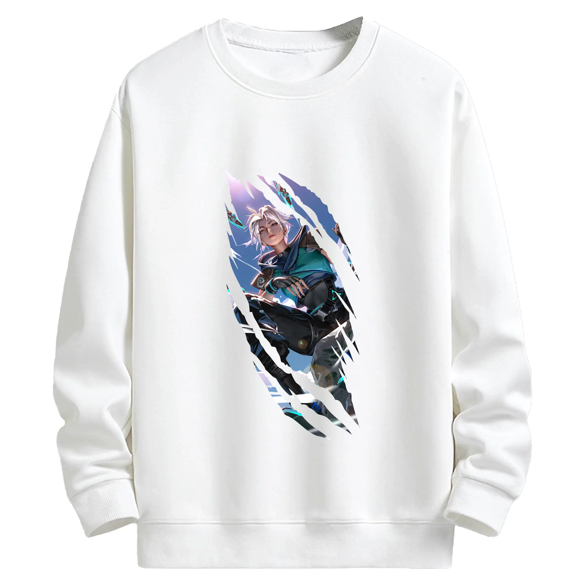 VALORANT グッズ,ジェット - キッズ クルーネックスウェットシャツ ・ フロントプリント ・ 綿80％ ポリエステル20％ ・ 快適 通学 スポーツ 日常使い お散歩用