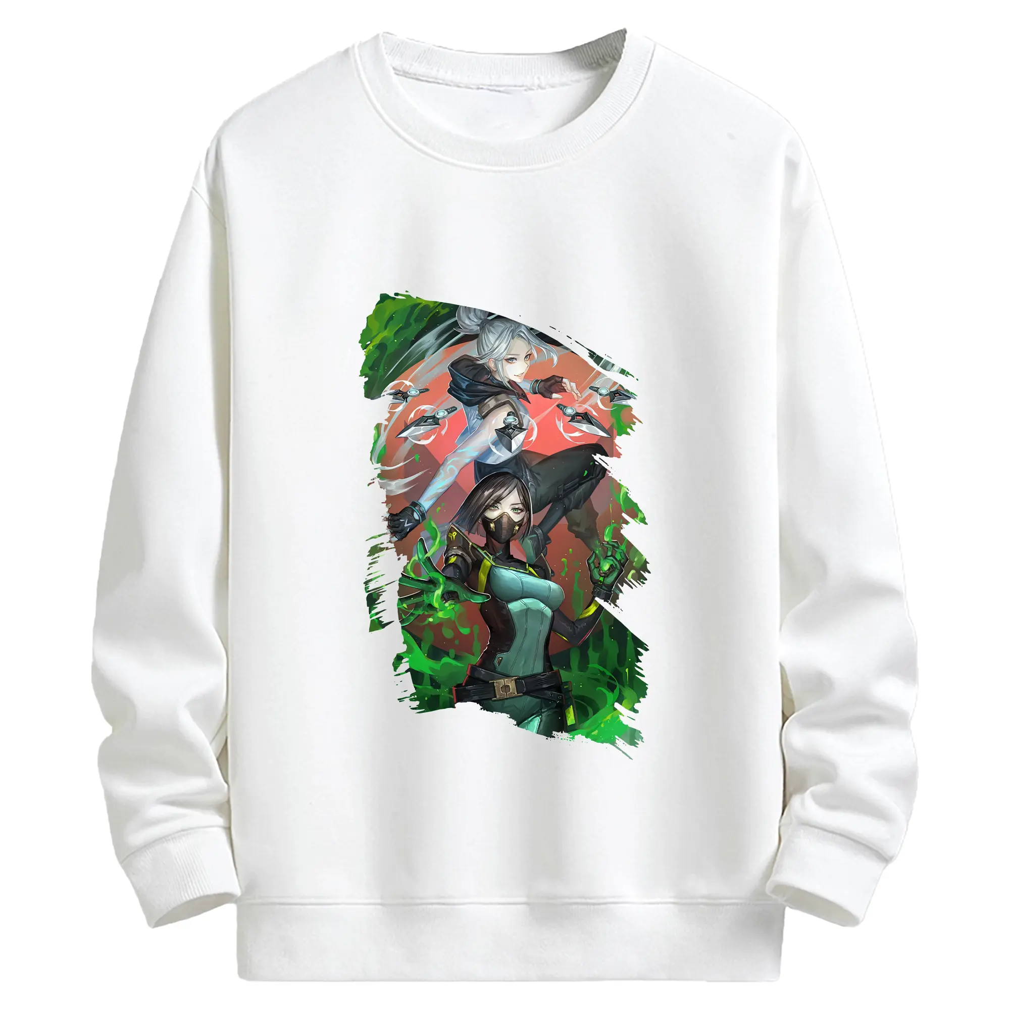 VALORANT グッズ,ジェット - キッズ クルーネックスウェットシャツ ・ フロントプリント ・ 綿80％ ポリエステル20％ ・ 快適 通学 スポーツ 日常使い お散歩用