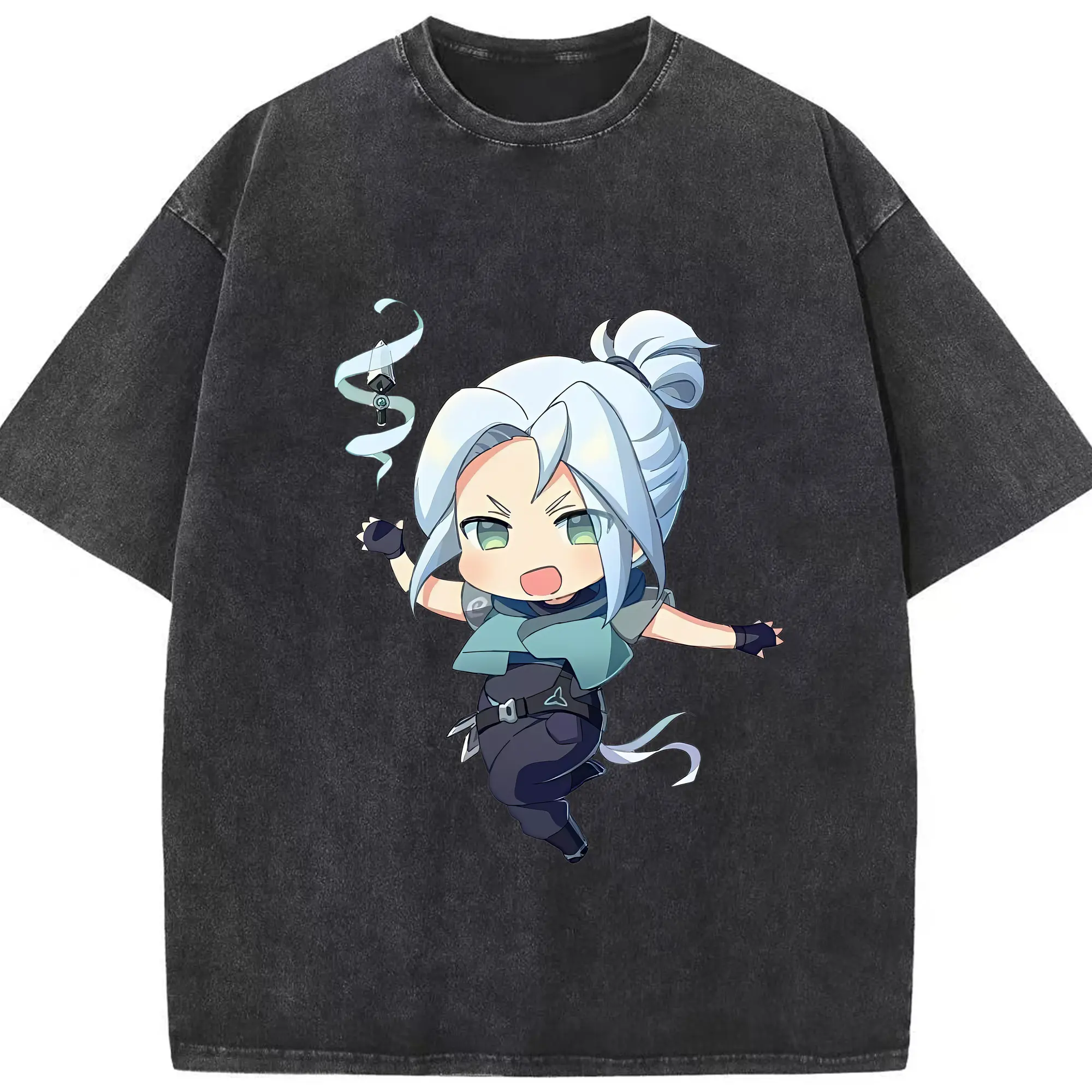 VALORANT グッズ,ジェット - 綿100％ ヴィンテージ風 半袖Tシャツ ・ フロントプリント ・ 柔らか肌触り ・ 通気性 快適 ・ スポーツ カジュアル 外出用