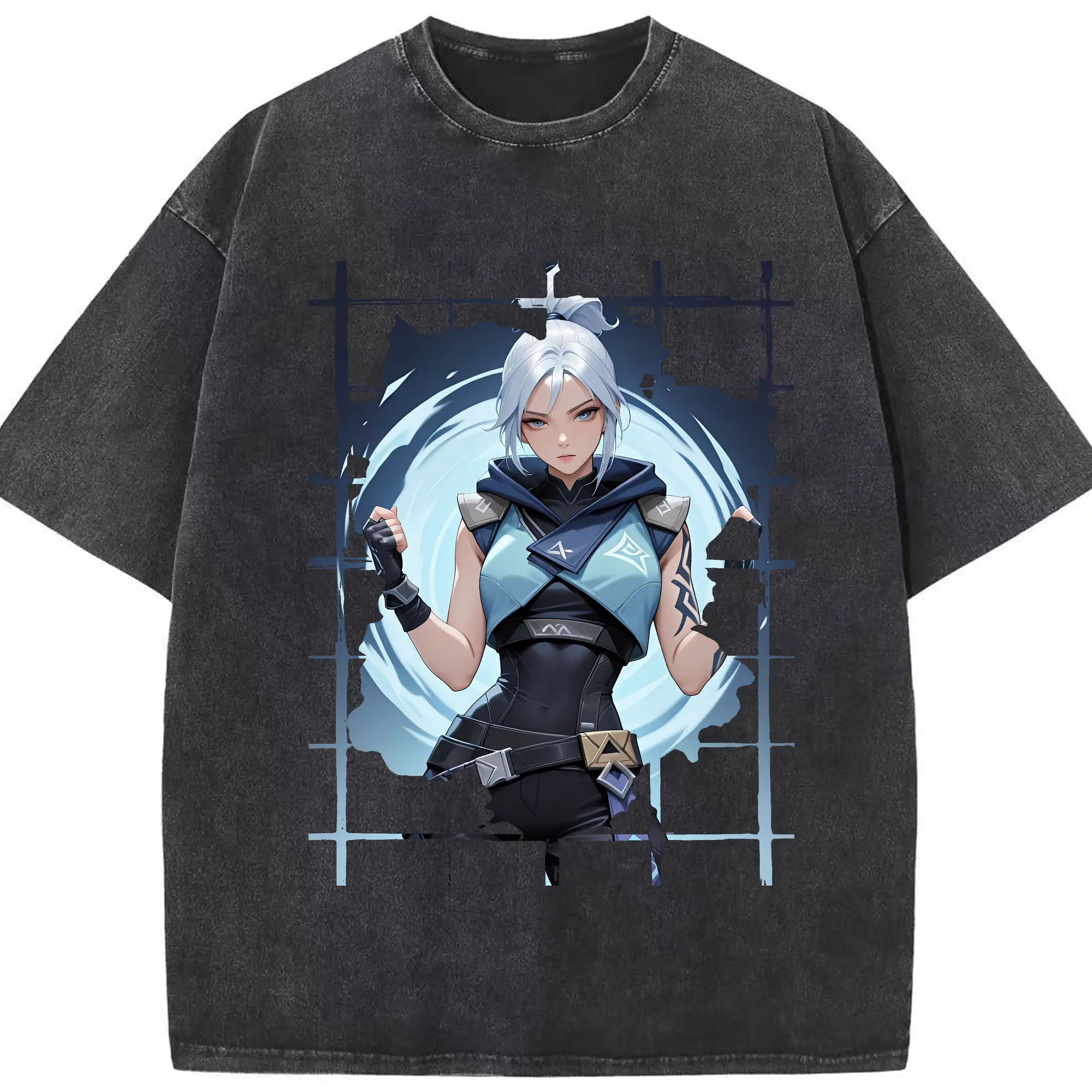 VALORANT グッズ,ジェット - 綿100％ ヴィンテージ風 半袖Tシャツ ・ フロントプリント ・ 柔らか肌触り ・ 通気性 快適 ・ スポーツ カジュアル 外出用