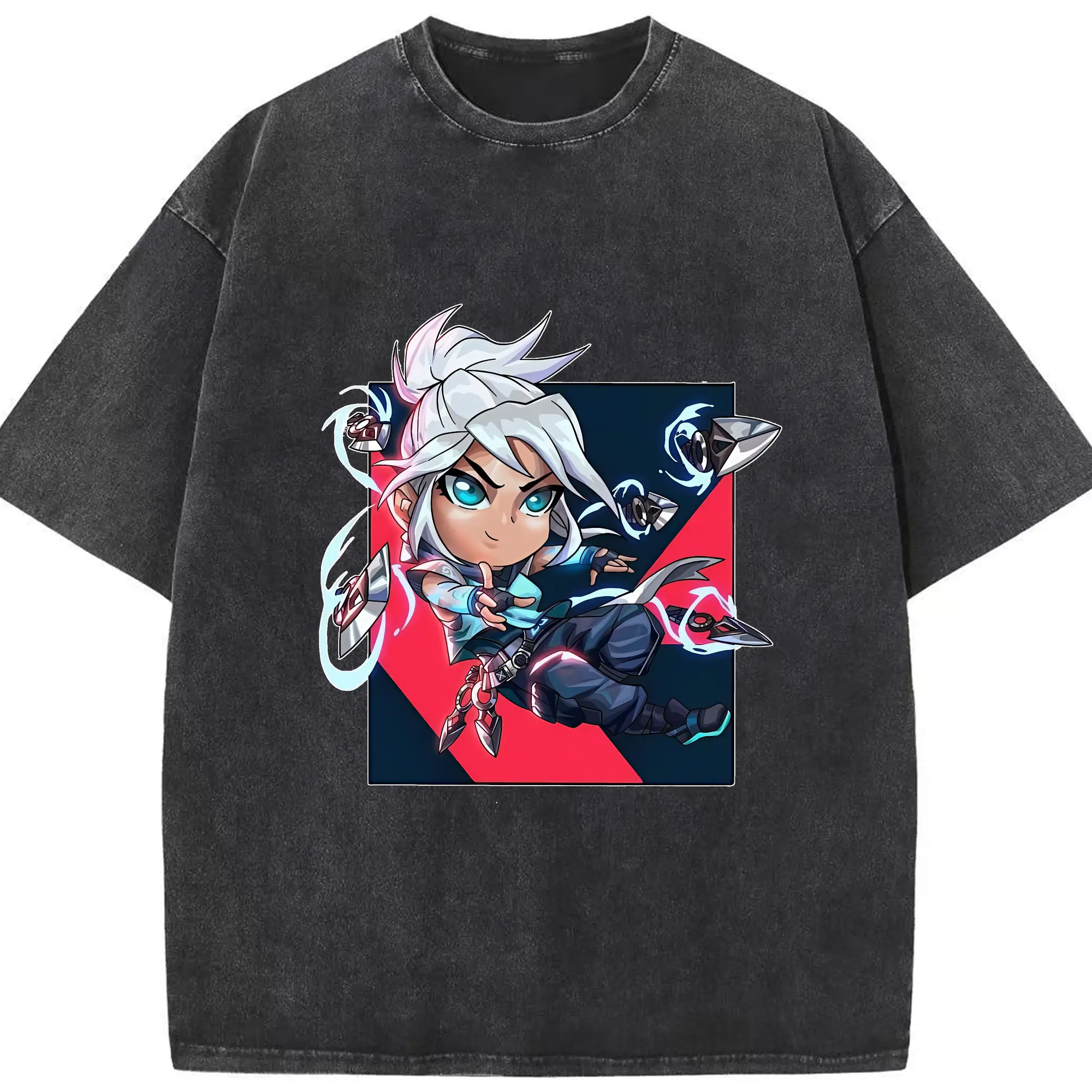 VALORANT グッズ,ジェット - 綿100％ ヴィンテージ風 半袖Tシャツ ・ フロントプリント ・ 柔らか肌触り ・ 通気性 快適 ・ スポーツ カジュアル 外出用