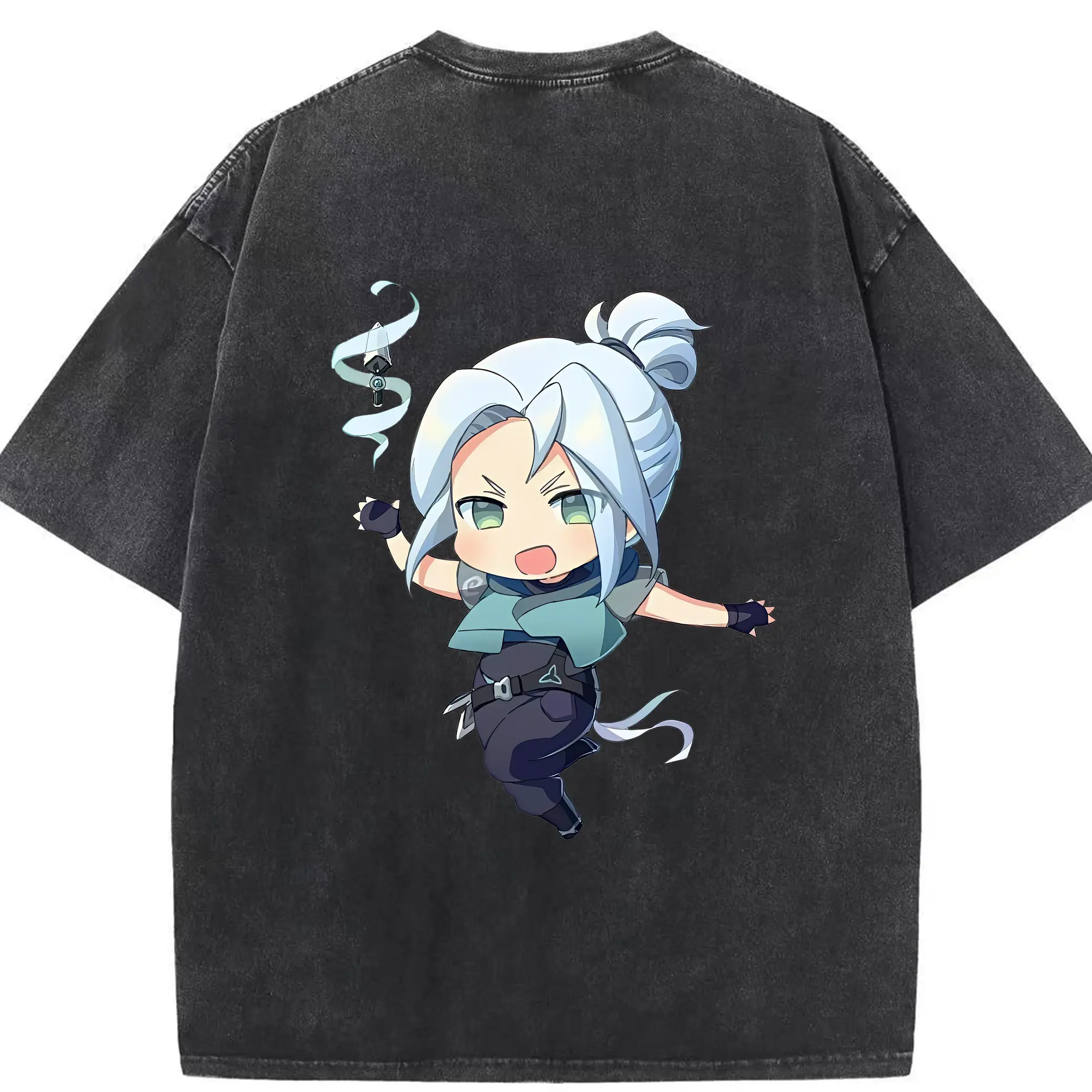 VALORANT グッズ,ジェット - 綿100％ ヴィンテージ風 半袖Tシャツ ・ 背面プリント ・ 柔らか肌触り ・ 通気性 快適 ・ スポーツ カジュアル 外出用