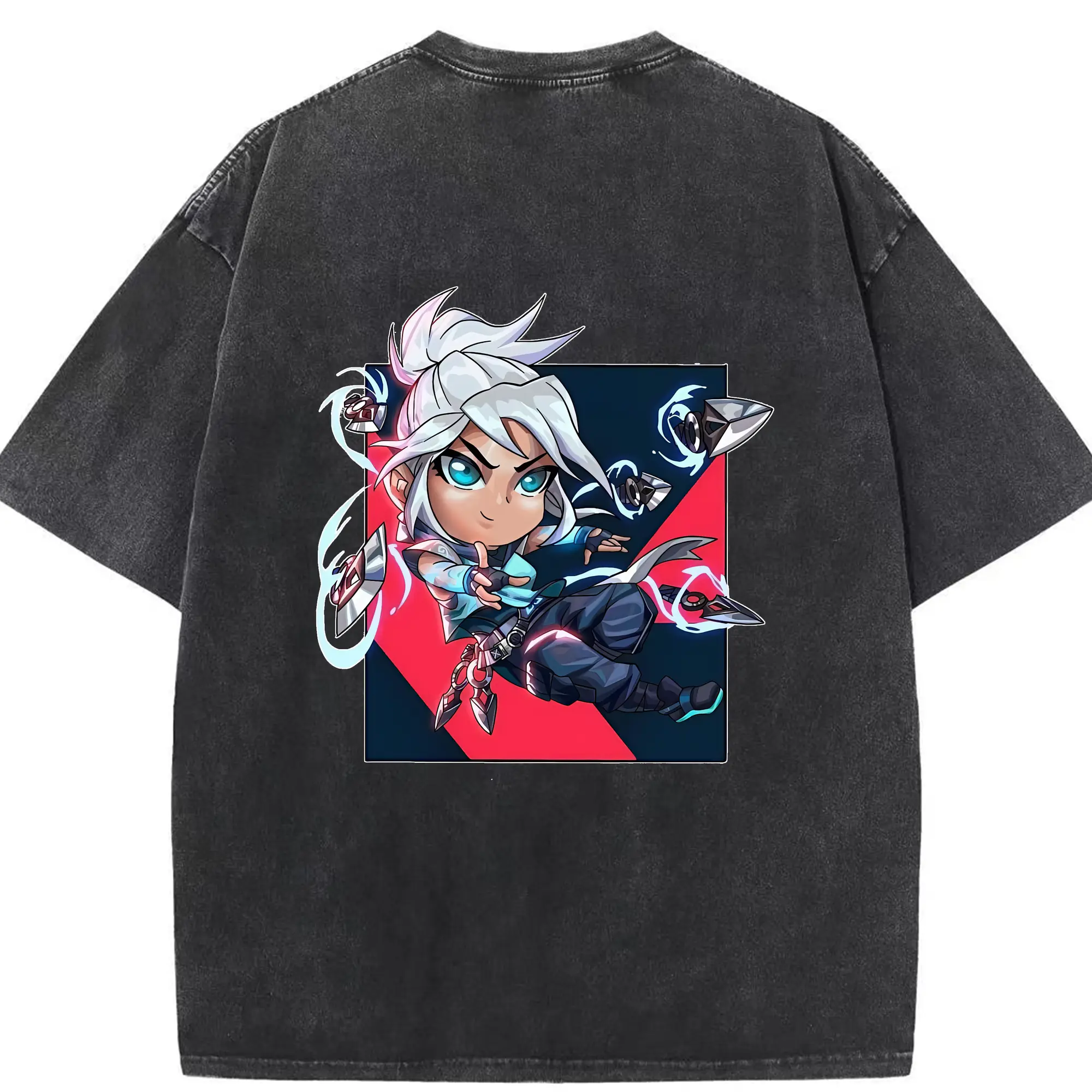 VALORANT グッズ,ジェット - 綿100％ ヴィンテージ風 半袖Tシャツ ・ 背面プリント ・ 柔らか肌触り ・ 通気性 快適 ・ スポーツ カジュアル 外出用