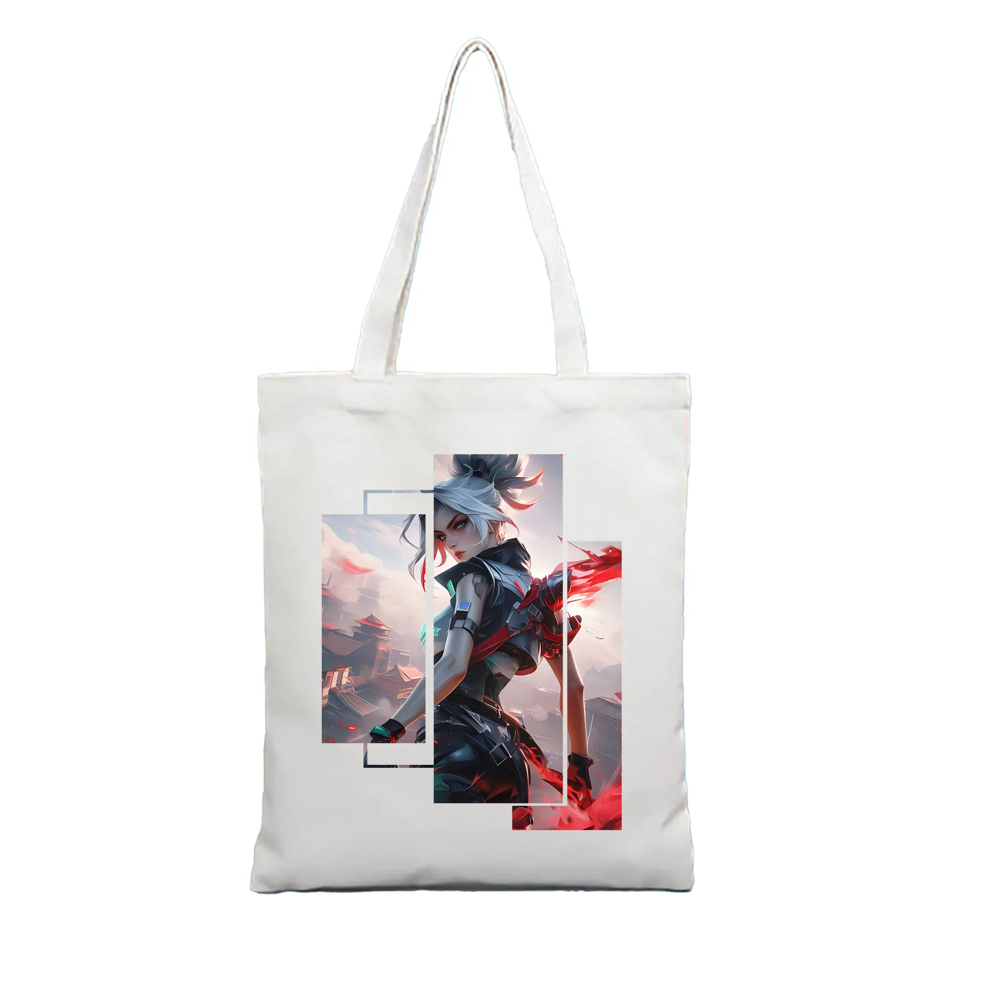 VALORANT グッズ,ジェット - 縦型キャンバス手提げバッグ（トートバッグ） ・ キャンバス素材 ・ ショッピング用 ・ 軽量 丈夫 お手入れ簡単