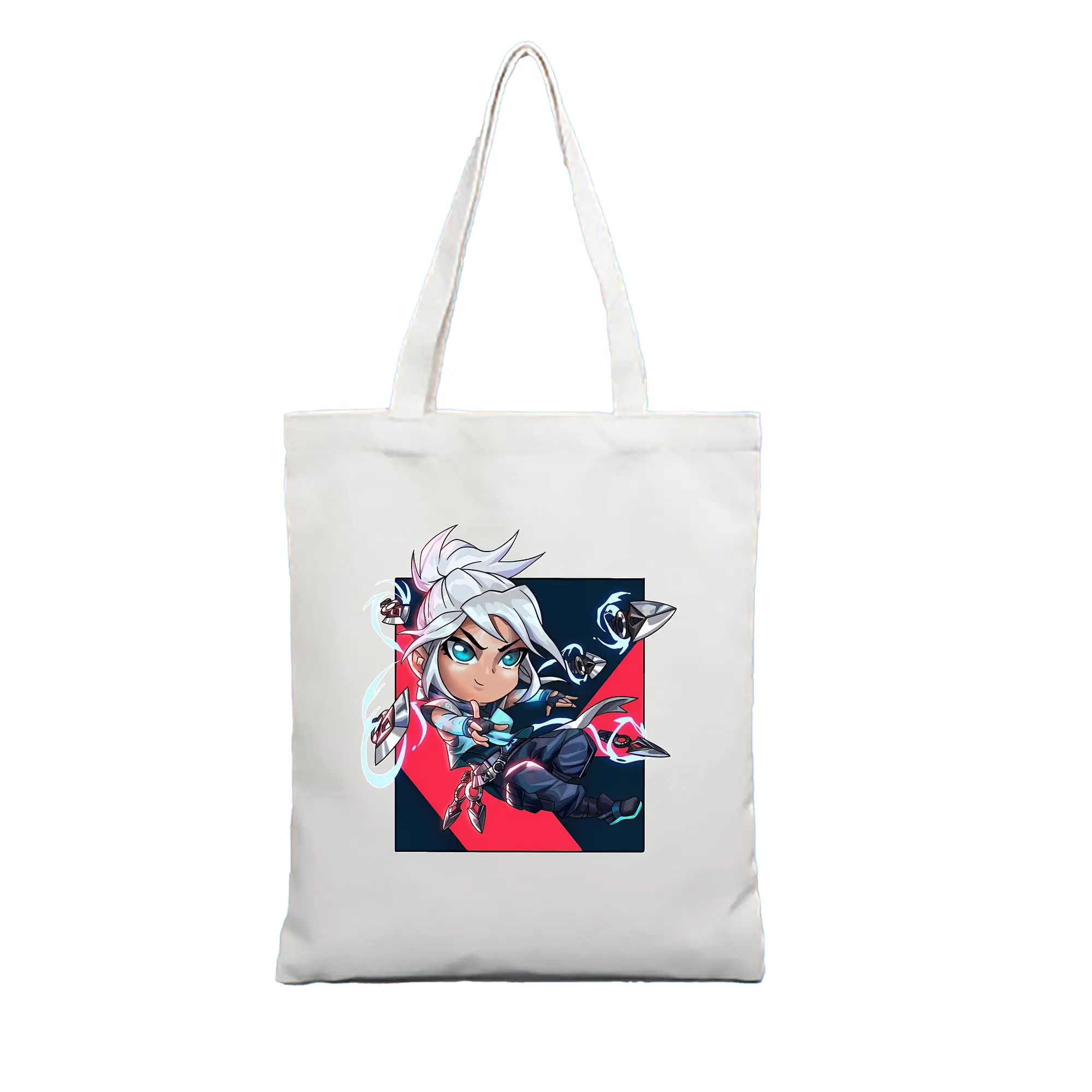 VALORANT グッズ,ジェット - 縦型キャンバス手提げバッグ（トートバッグ） ・ キャンバス素材 ・ ショッピング用 ・ 軽量 丈夫 お手入れ簡単