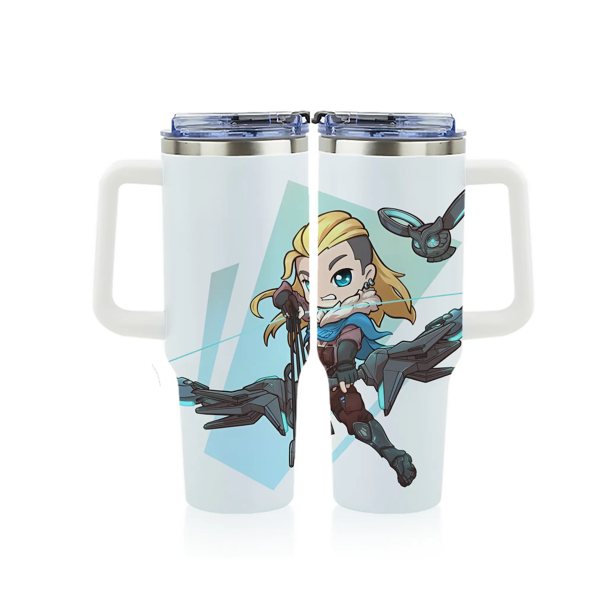 VALORANT グッズ,ソーヴァ - 1200mL フルプリント車用タンブラー ・ 304ステンレス 内側 ・ 201ステンレス 外側 ・ 保温 保冷 ・ 通勤 ドライブ アウトドア用