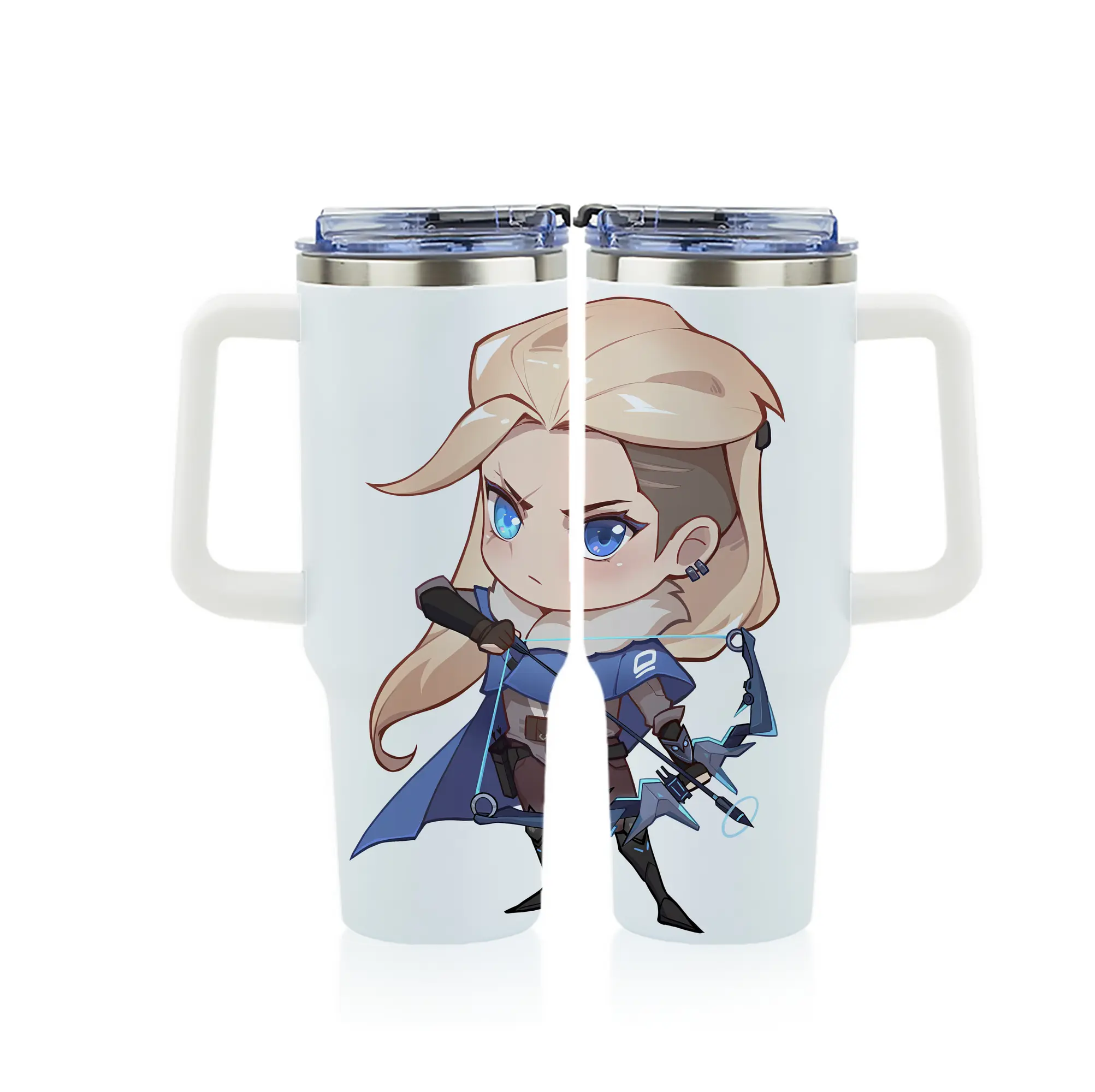 VALORANT グッズ,ソーヴァ - 1200mL フルプリント車用タンブラー ・ 304ステンレス 内側 ・ 201ステンレス 外側 ・ 保温 保冷 ・ 通勤 ドライブ アウトドア用